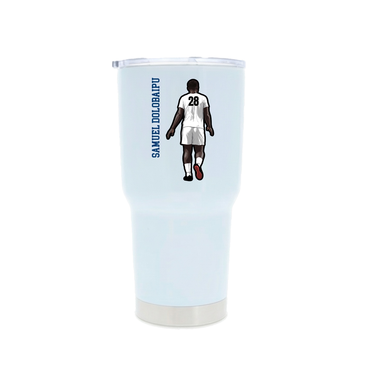 30oz Stainless Steel Tumbler — Name Vertical in White