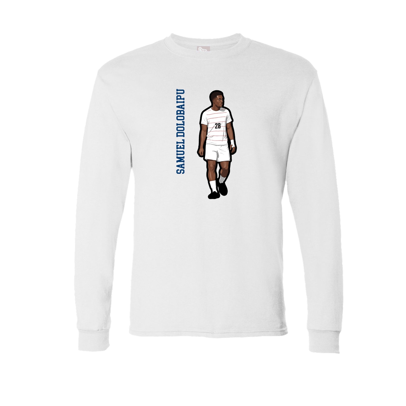 Long Sleeve Tee — Name Vertical in White
