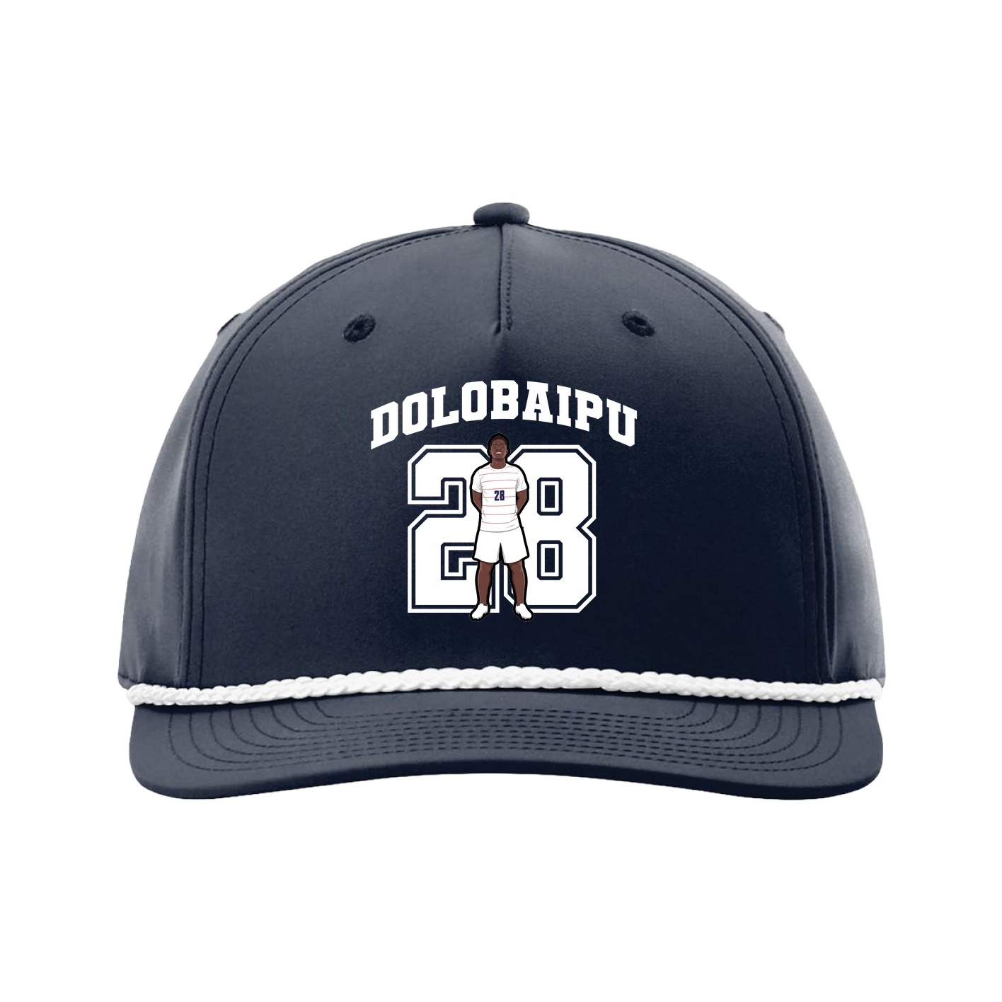 Five-Panel Classic Rope Cap — Number in Navy