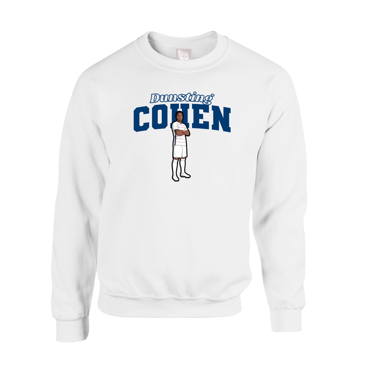 Fleece Crew — Name Arch in White