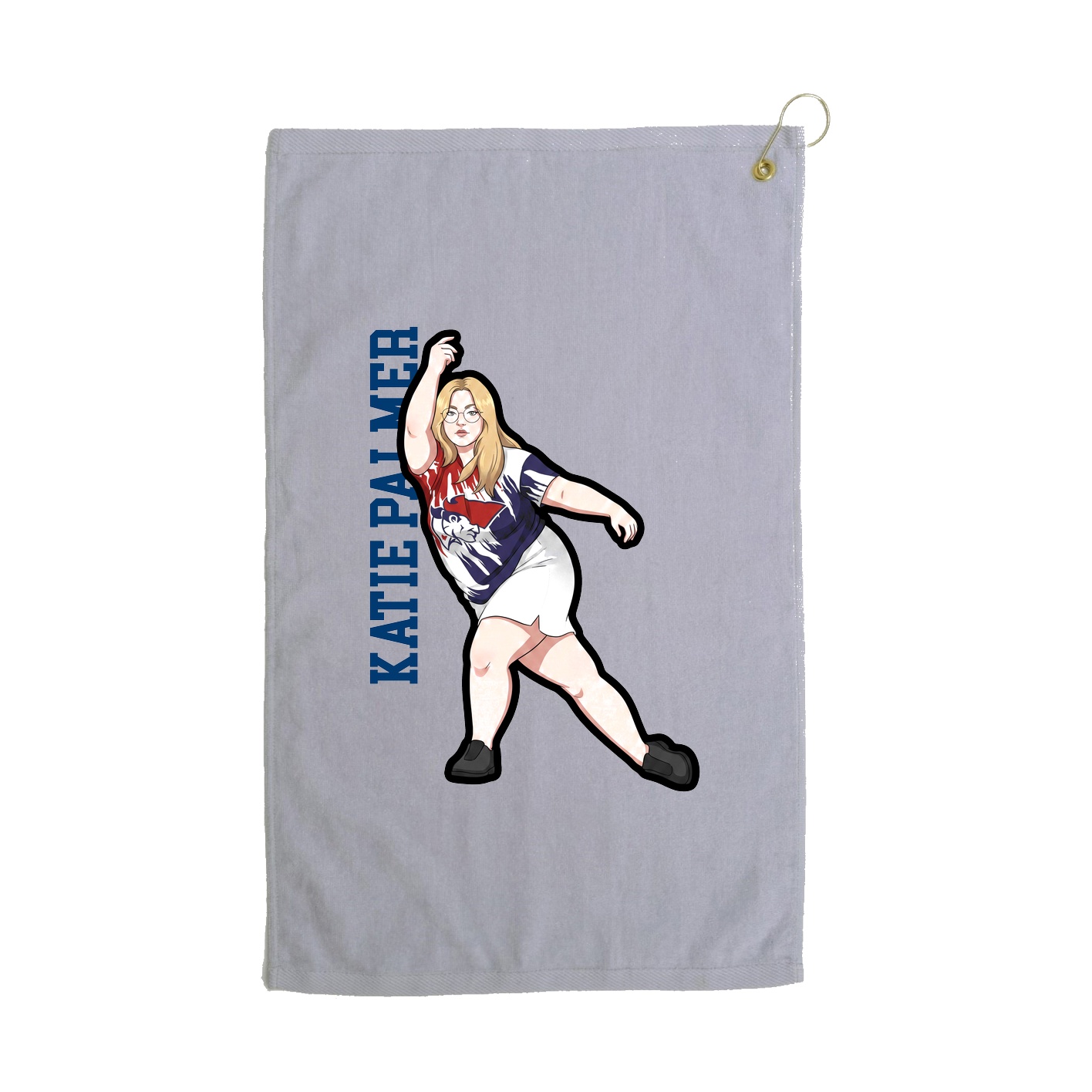 Golf Towel — Name Vertical in Grey