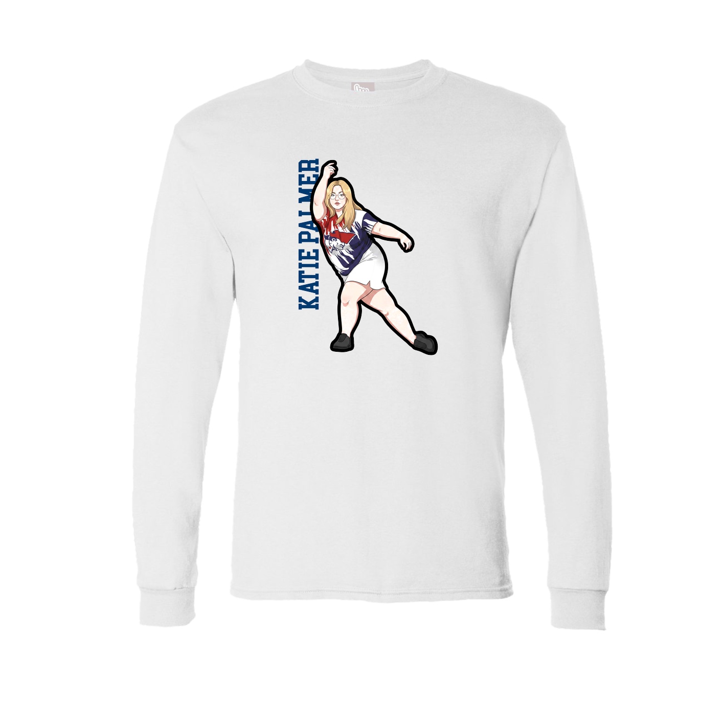 Long Sleeve Tee — Name Vertical in White