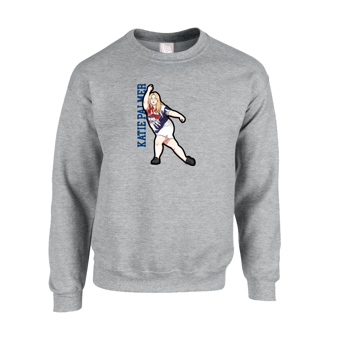 Fleece Crew — Name Vertical in Grey