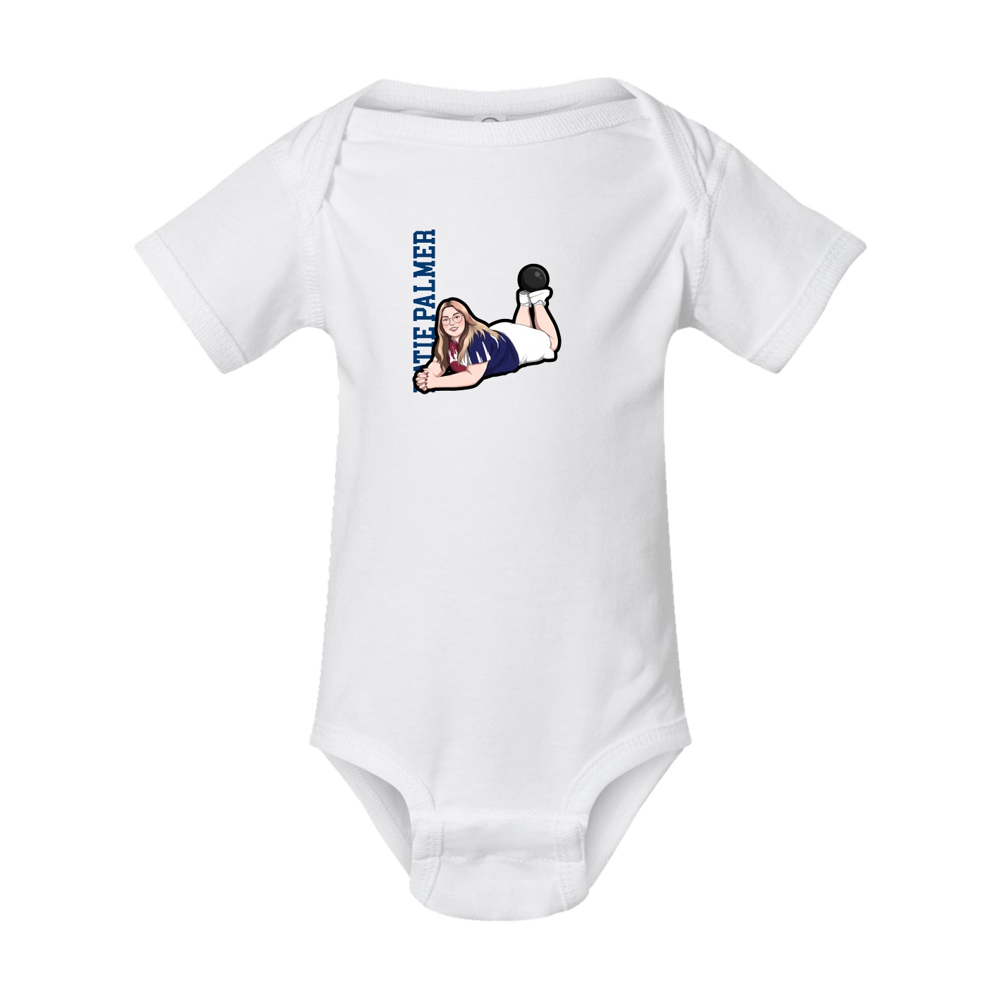 Baby Onesie — Name Vertical in White
