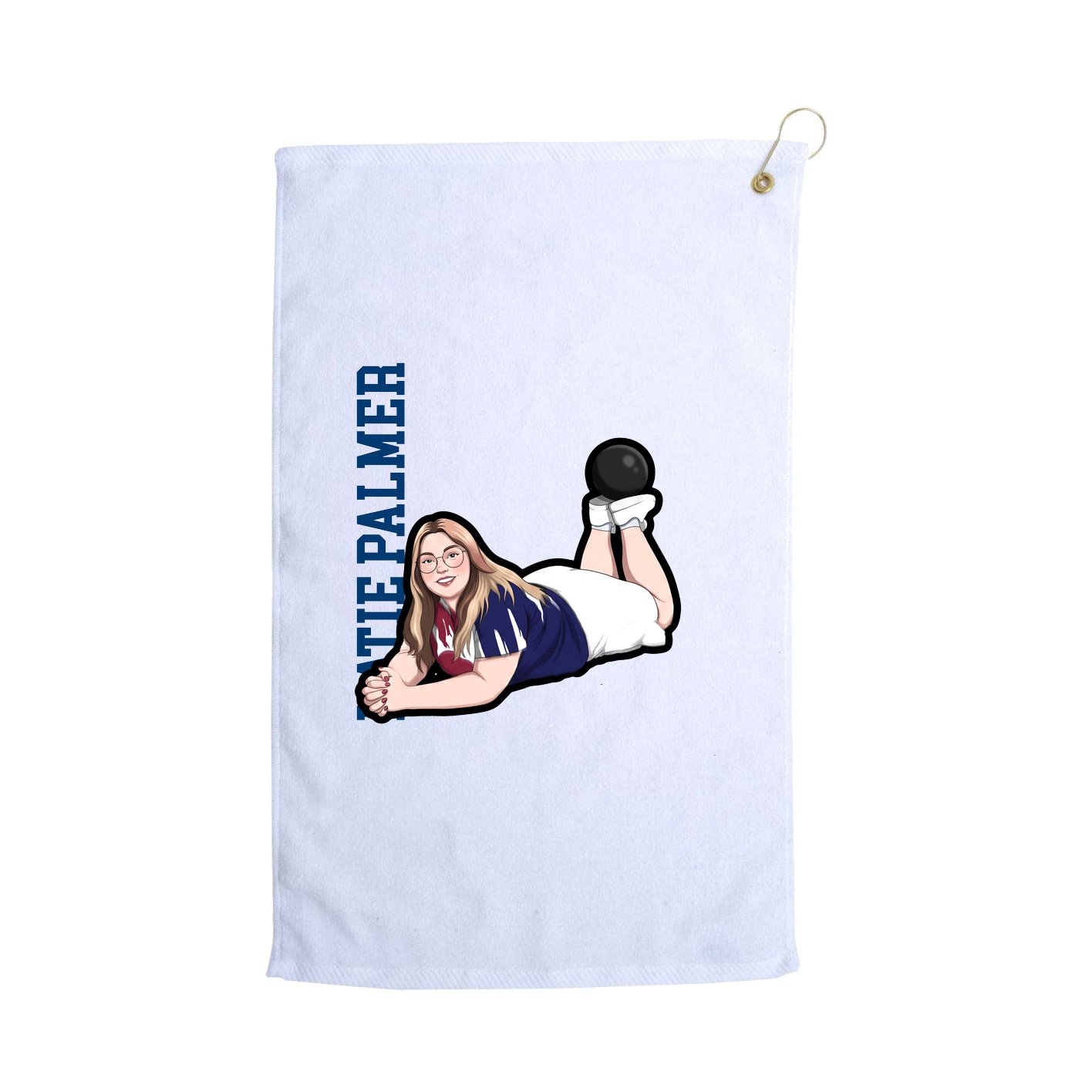 Golf Towel — Name Vertical in White