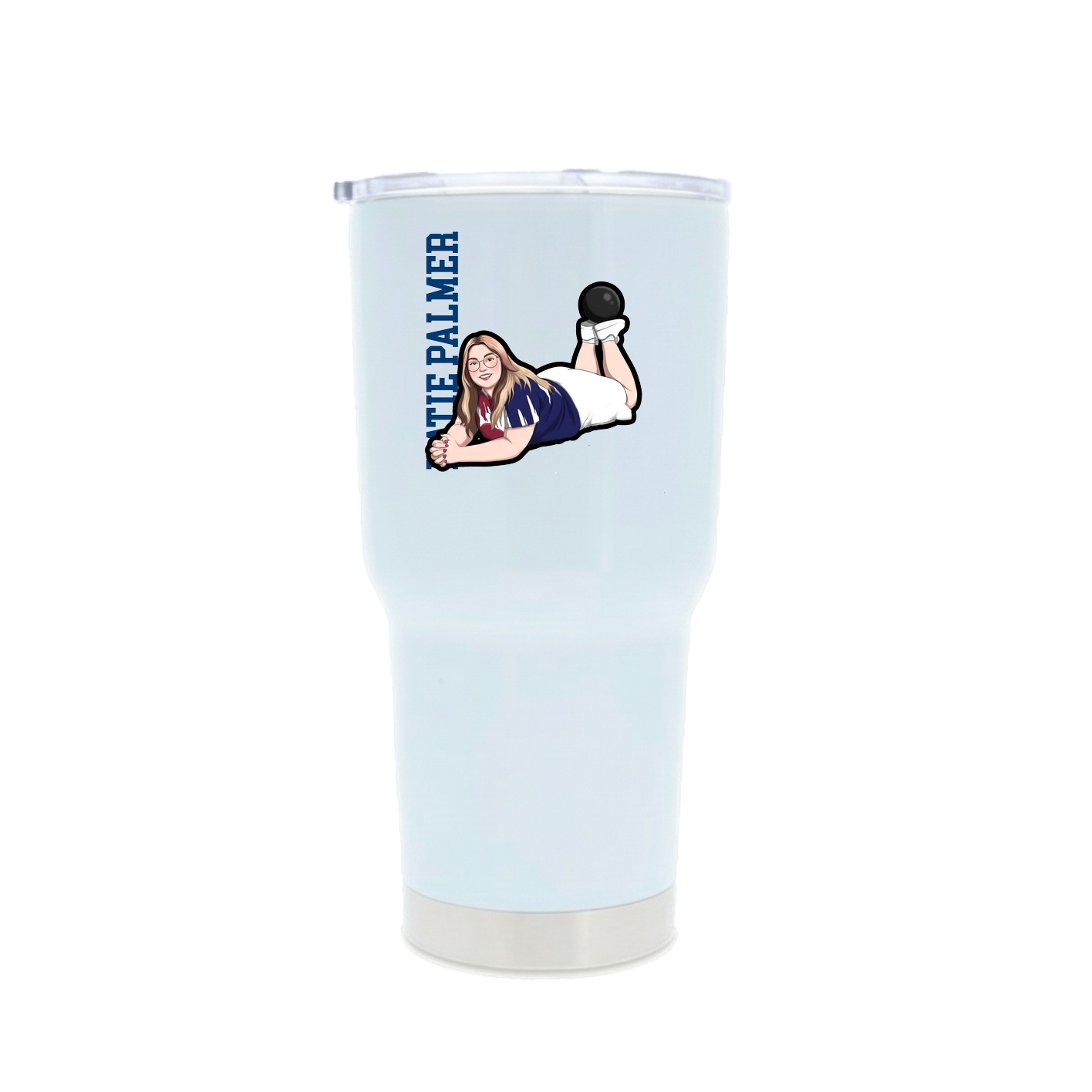 30oz Stainless Steel Tumbler — Name Vertical in White