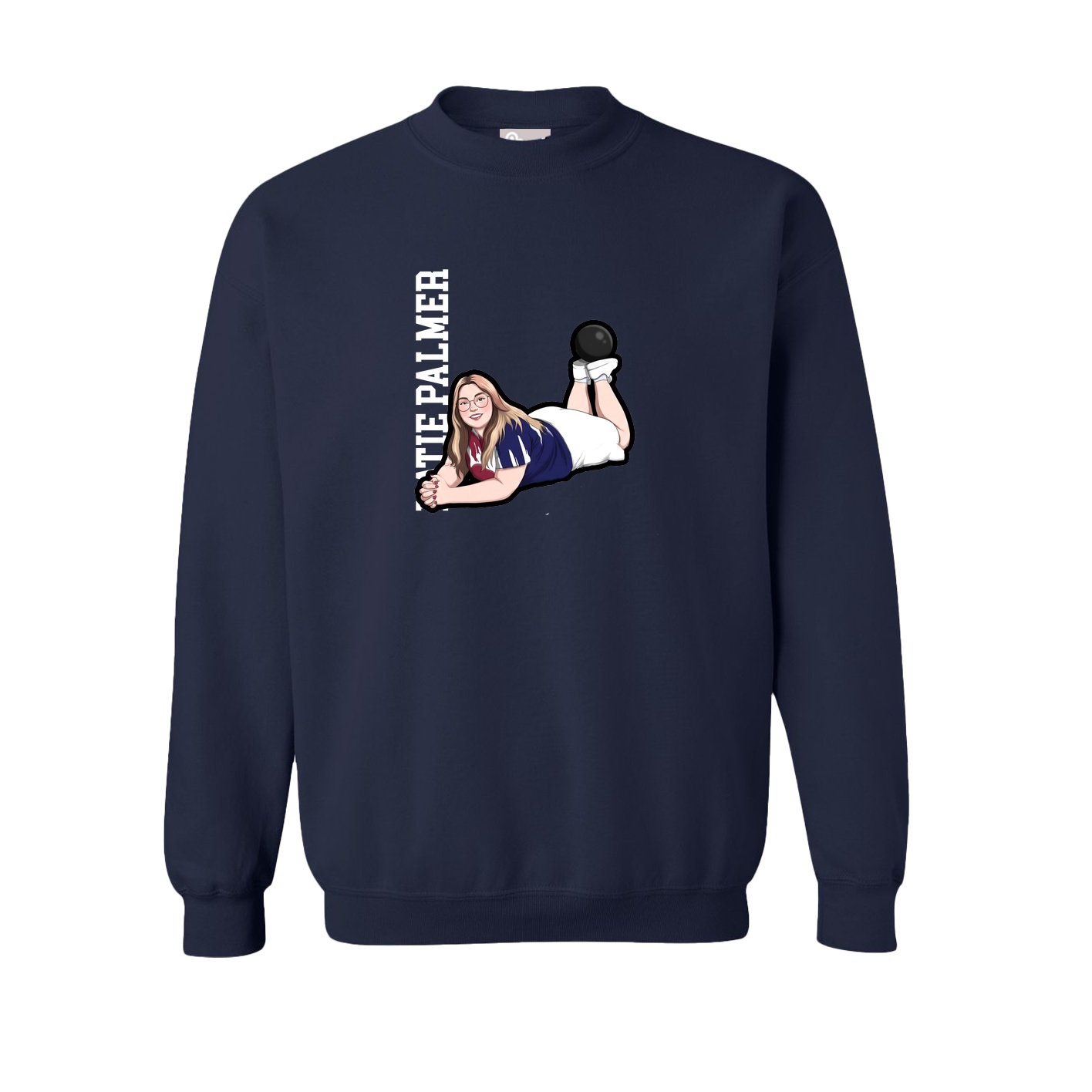 Fleece Crew — Name Vertical in Navy