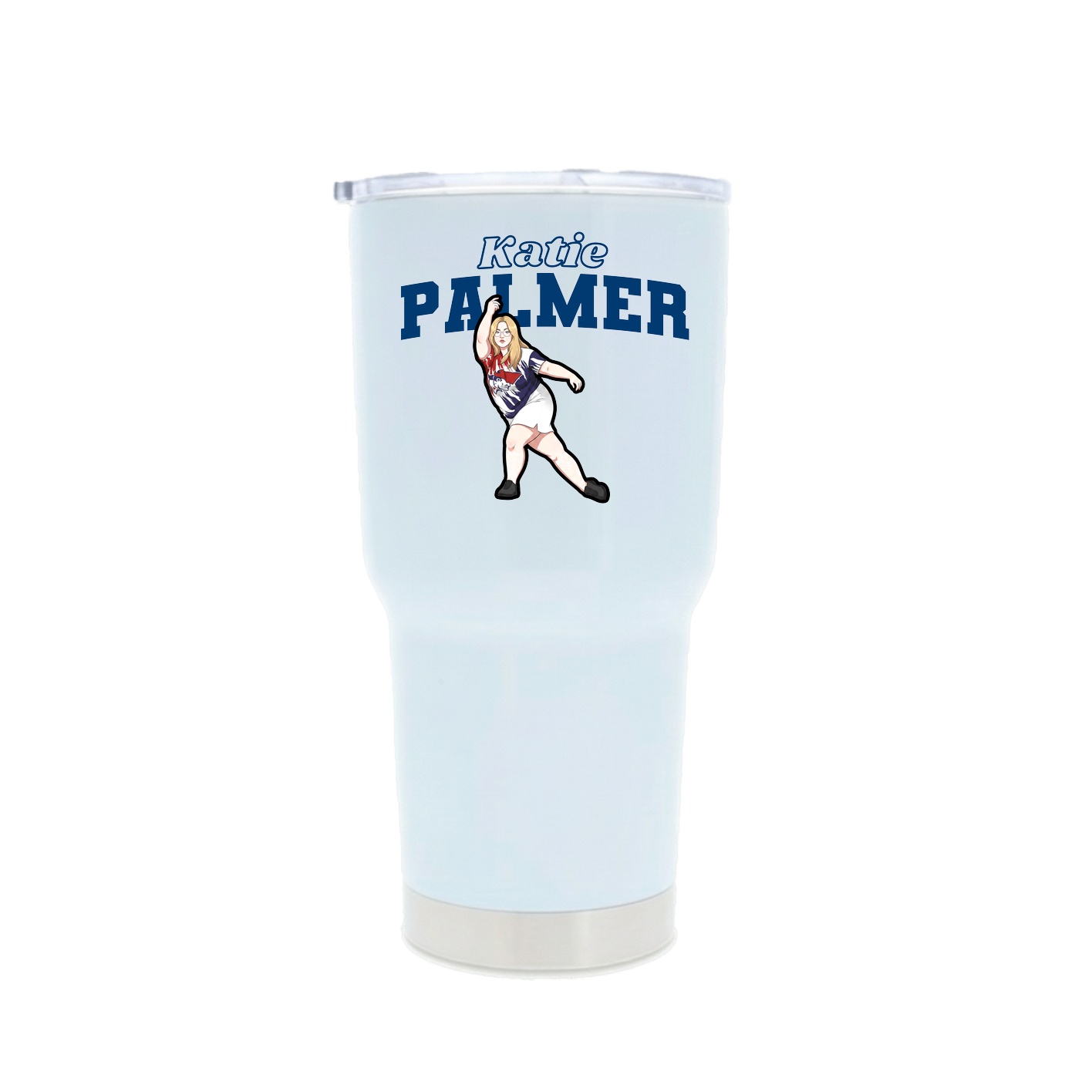 30oz Stainless Steel Tumbler — Name Arch in White