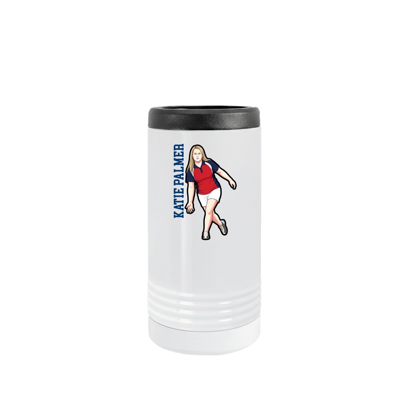 Slim Beverage Holder — Name Vertical in White