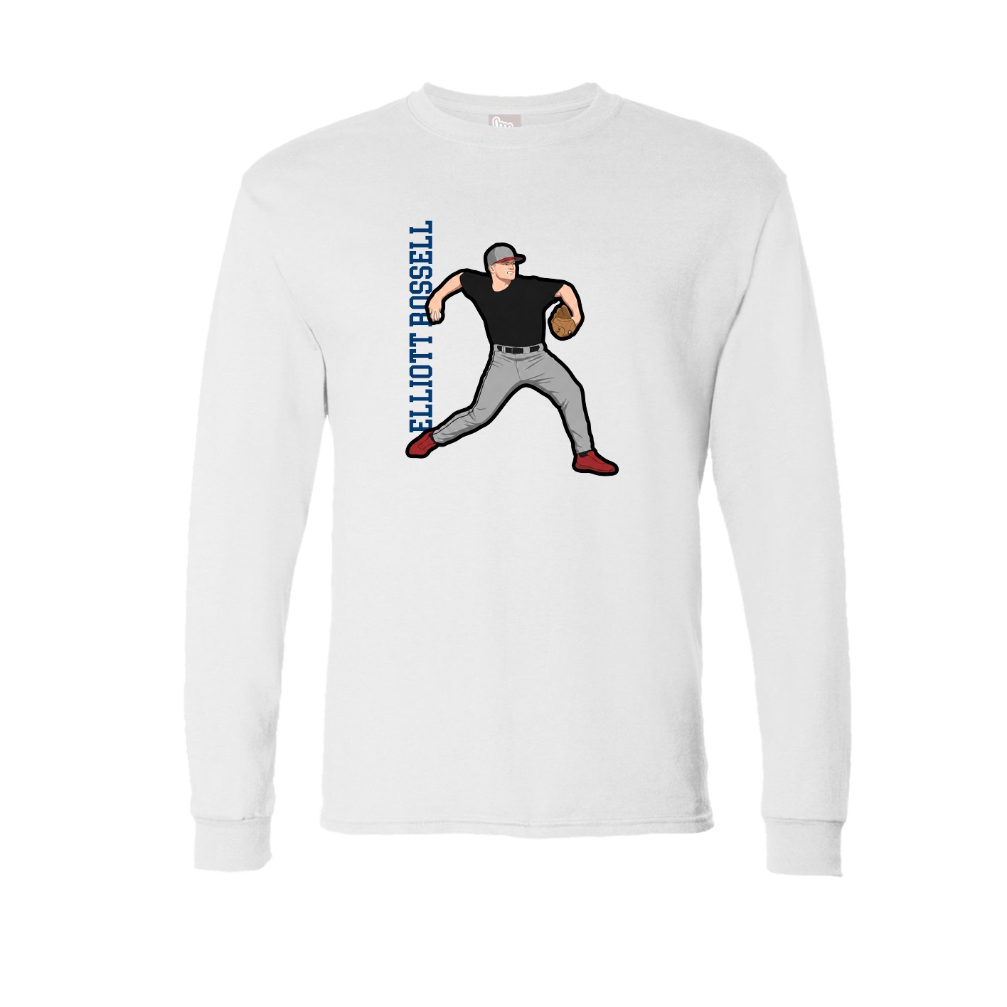 Long Sleeve Tee — Name Vertical in White