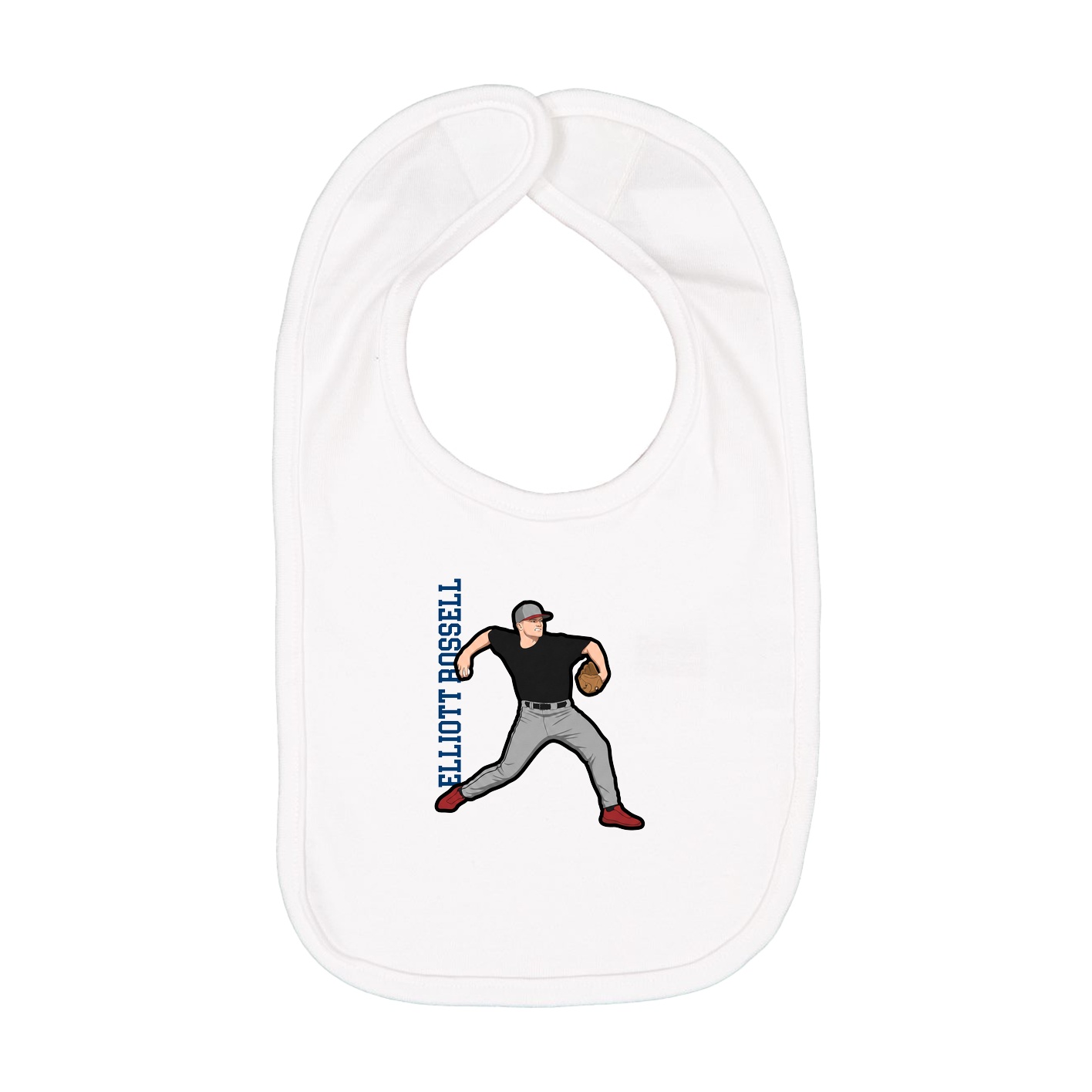 Infant Bib — Name Vertical in White