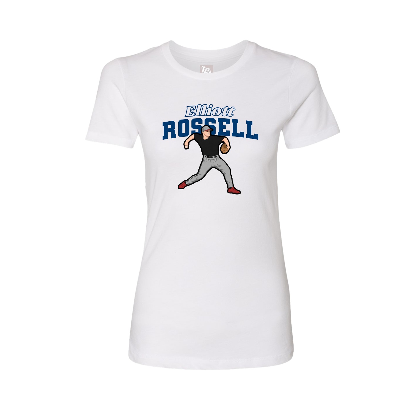 Fitted Women's Tee — Name Arch in White