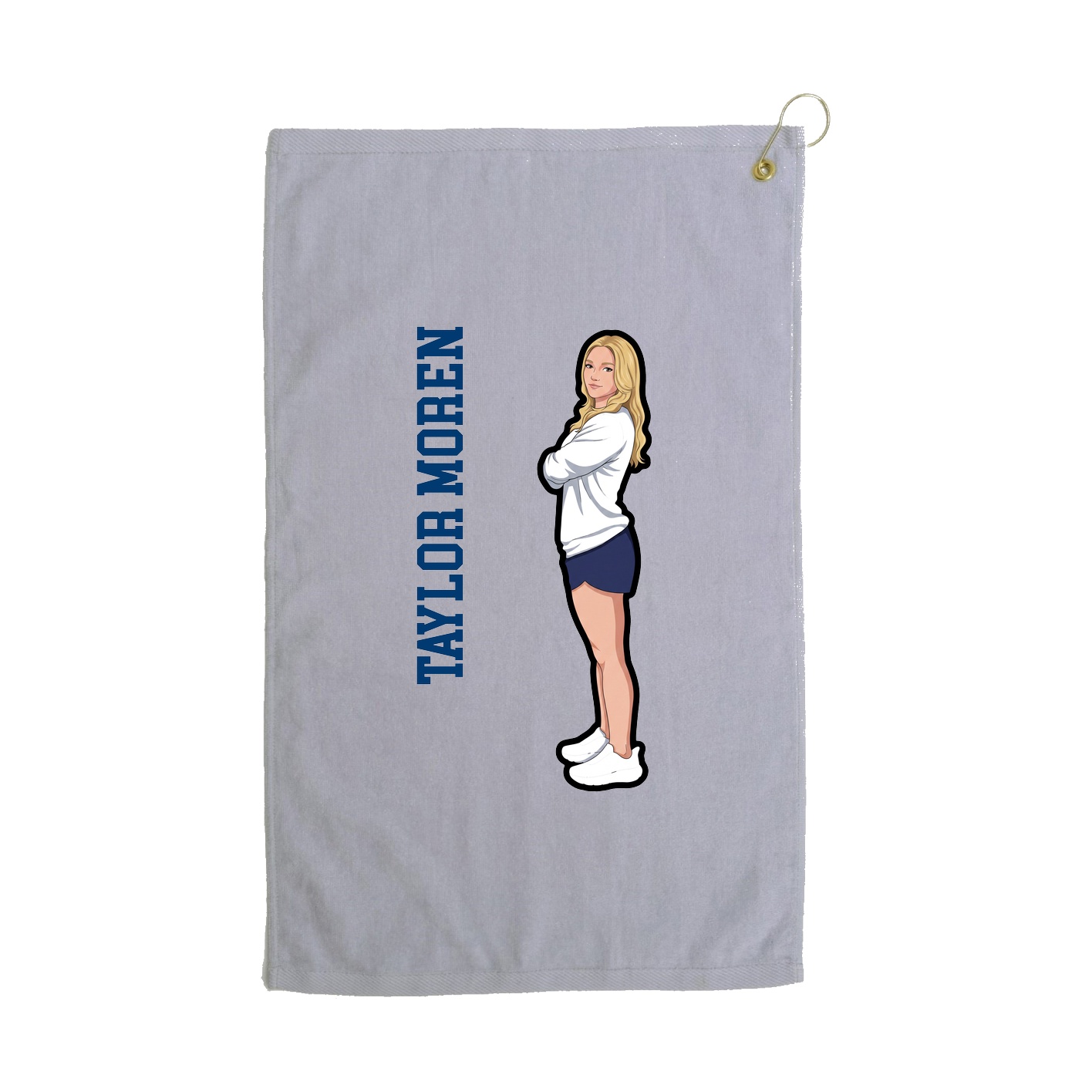 Golf Towel — Name Vertical in Grey