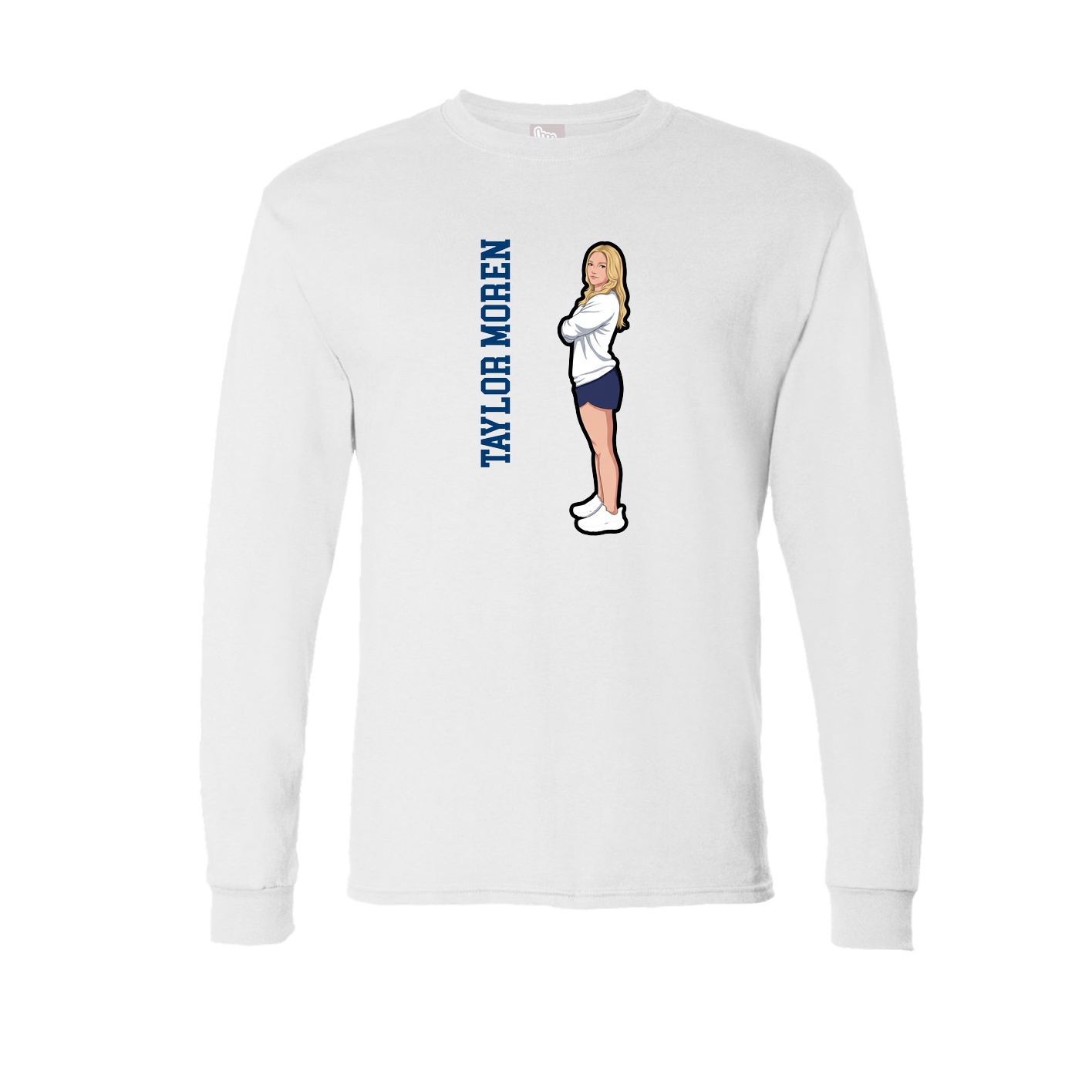 Long Sleeve Tee — Name Vertical in White