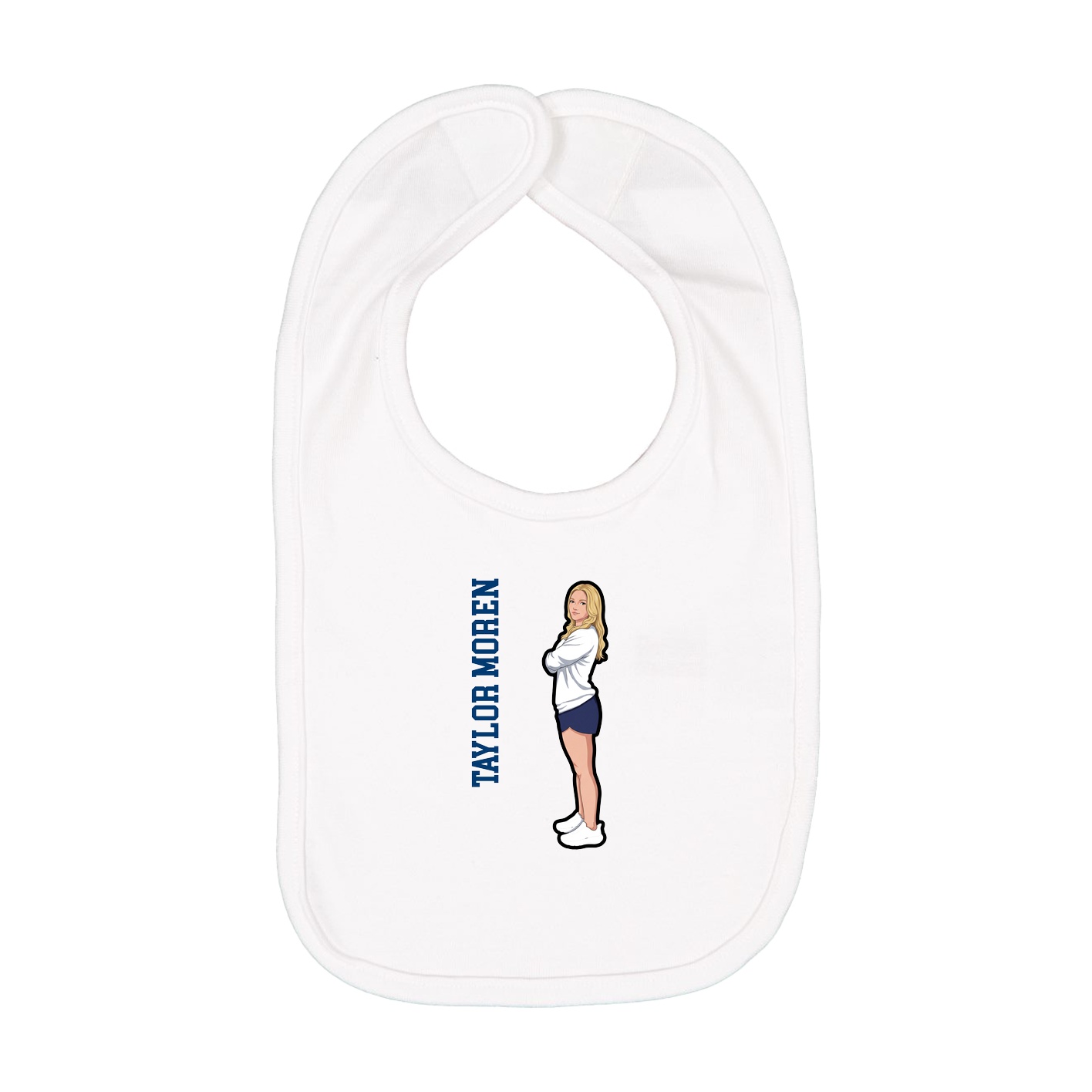 Infant Bib — Name Vertical in White