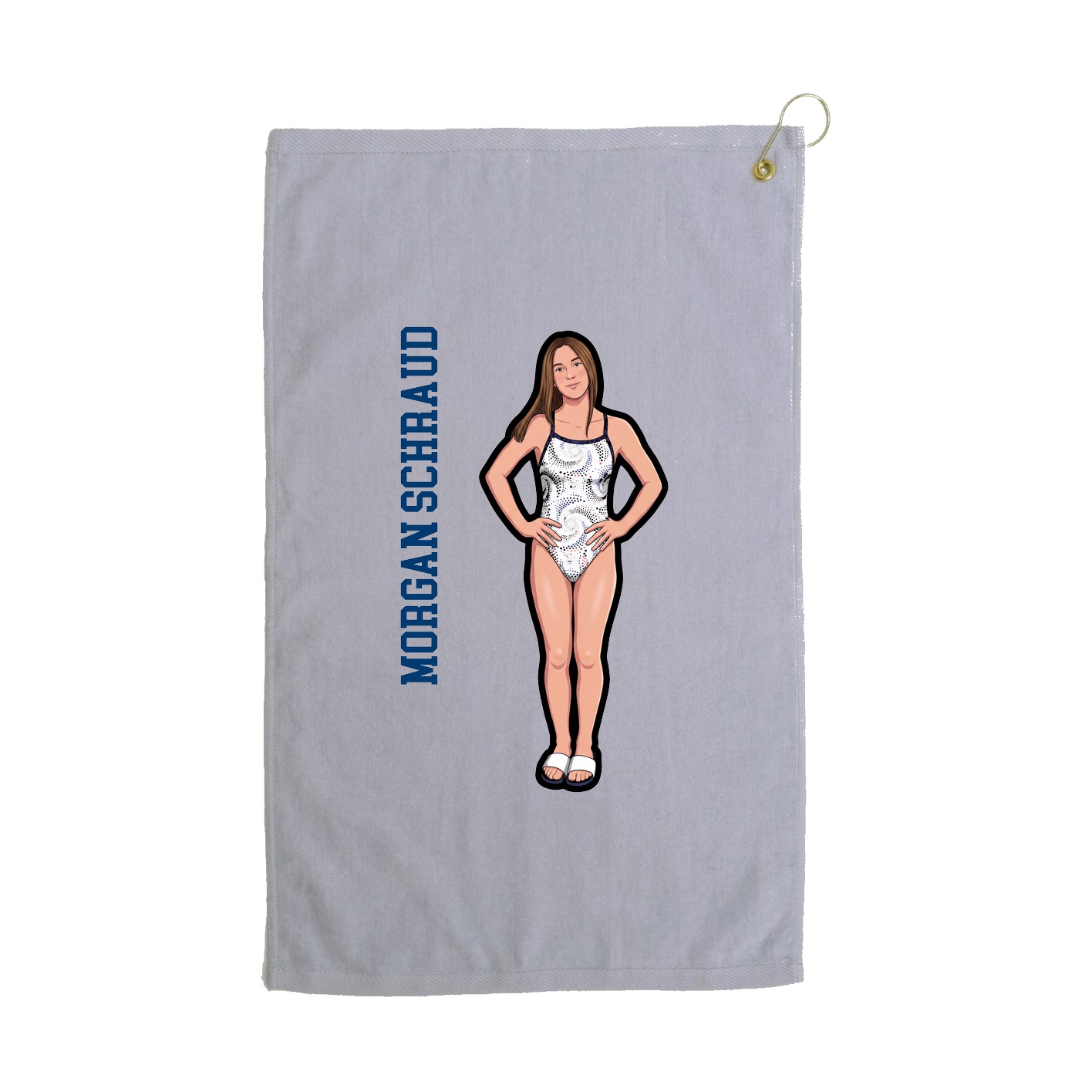 Golf Towel — Name Vertical in Grey