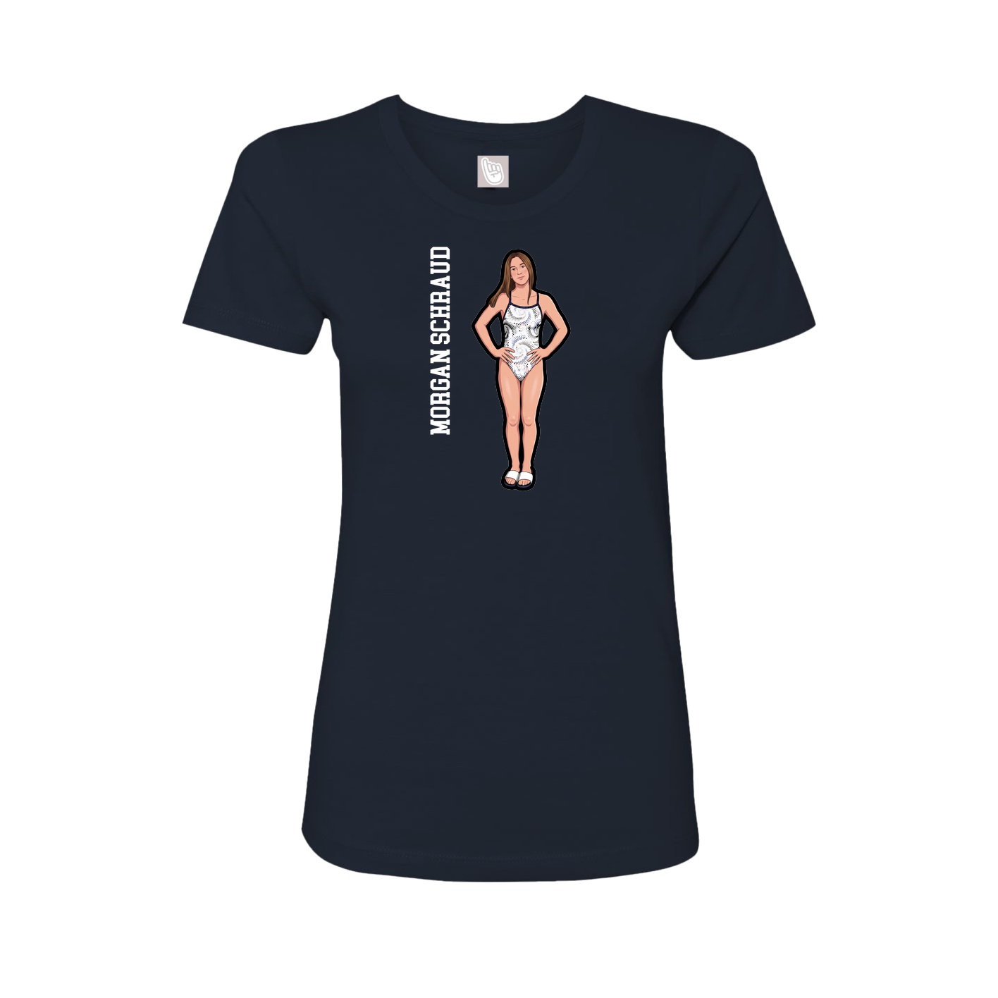 Fitted Women's Tee — Name Vertical in Navy