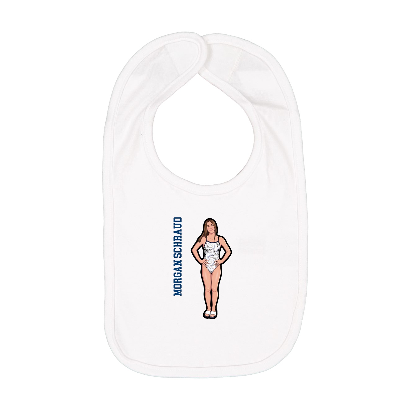 Infant Bib — Name Vertical in White