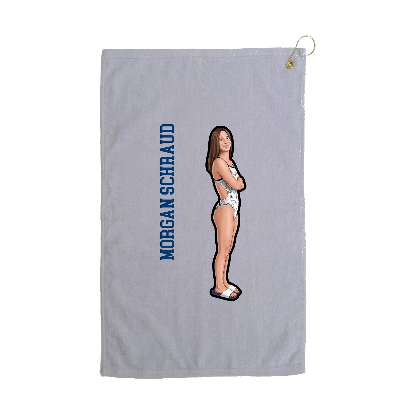Golf Towel — Name Vertical in Grey