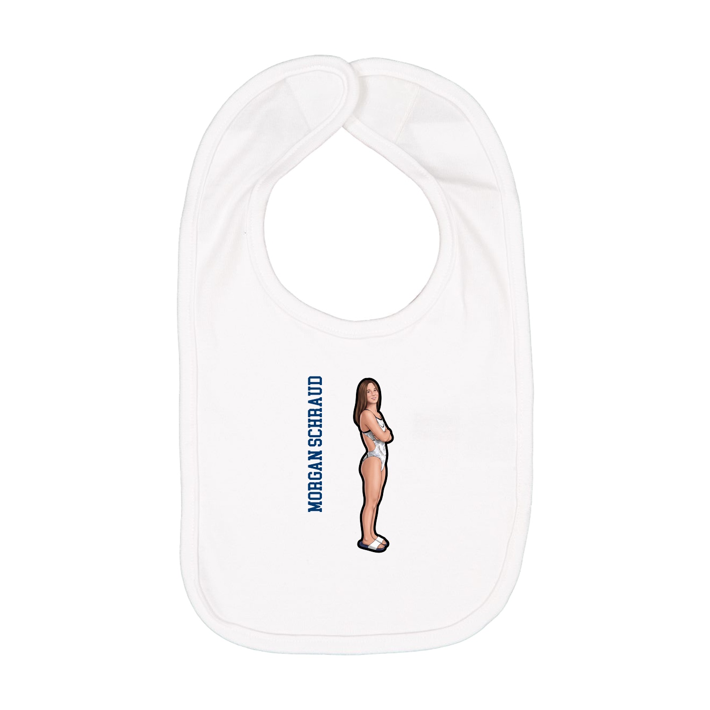 Infant Bib — Name Vertical in White
