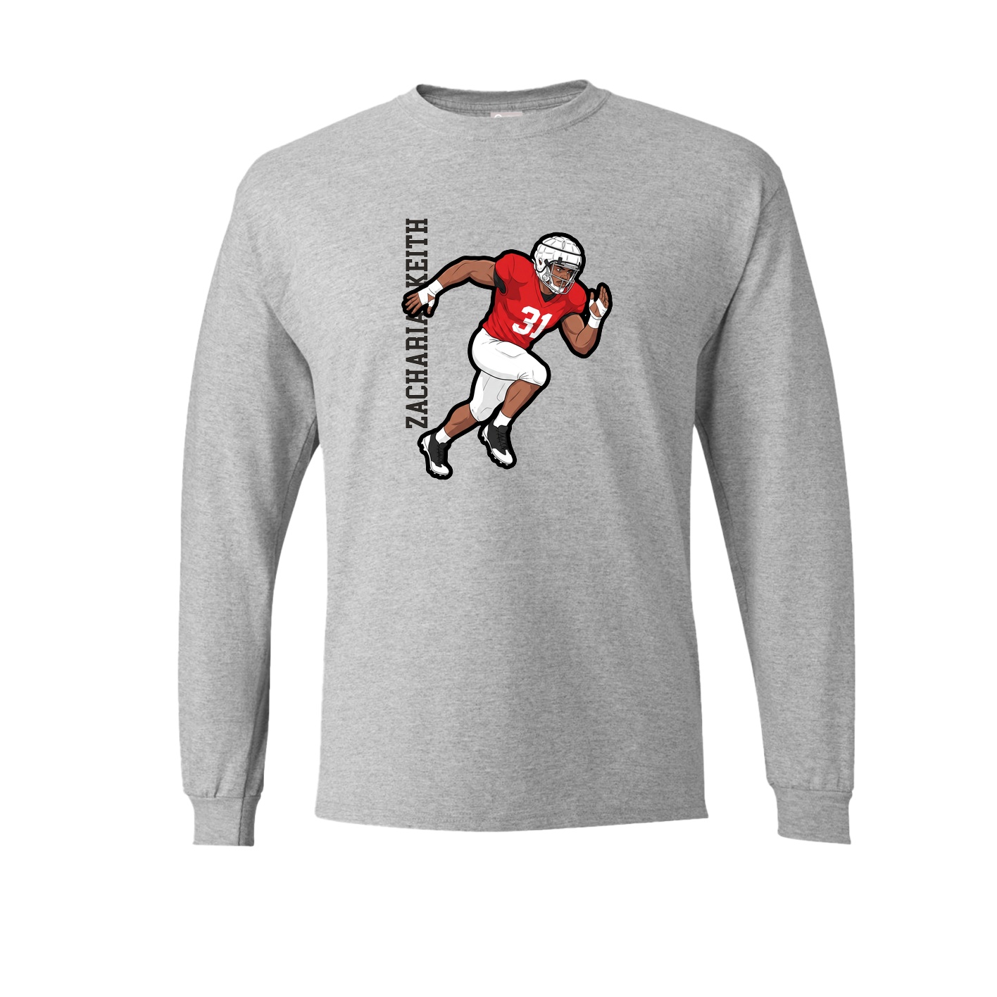 Long Sleeve Tee — Name Vertical in Grey