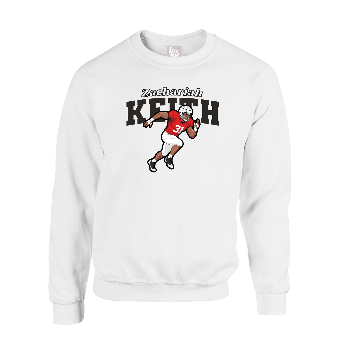 Fleece Crew — Name Arch in White