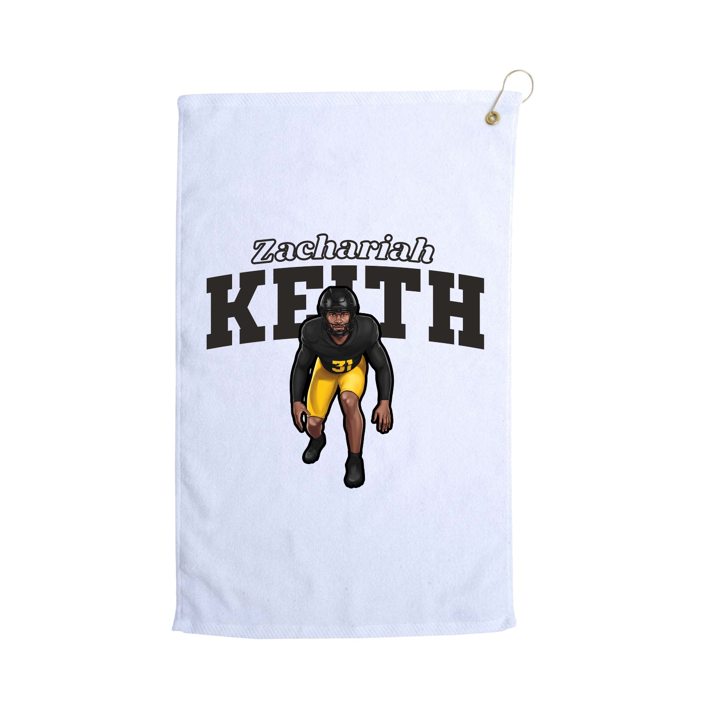 Golf Towel — Name Arch in White