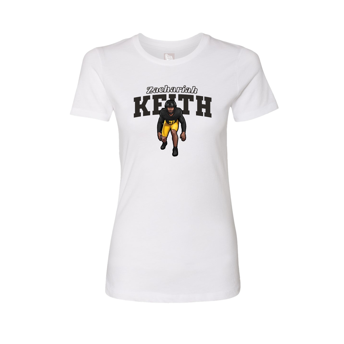 Womens Tee — Name Arch in White