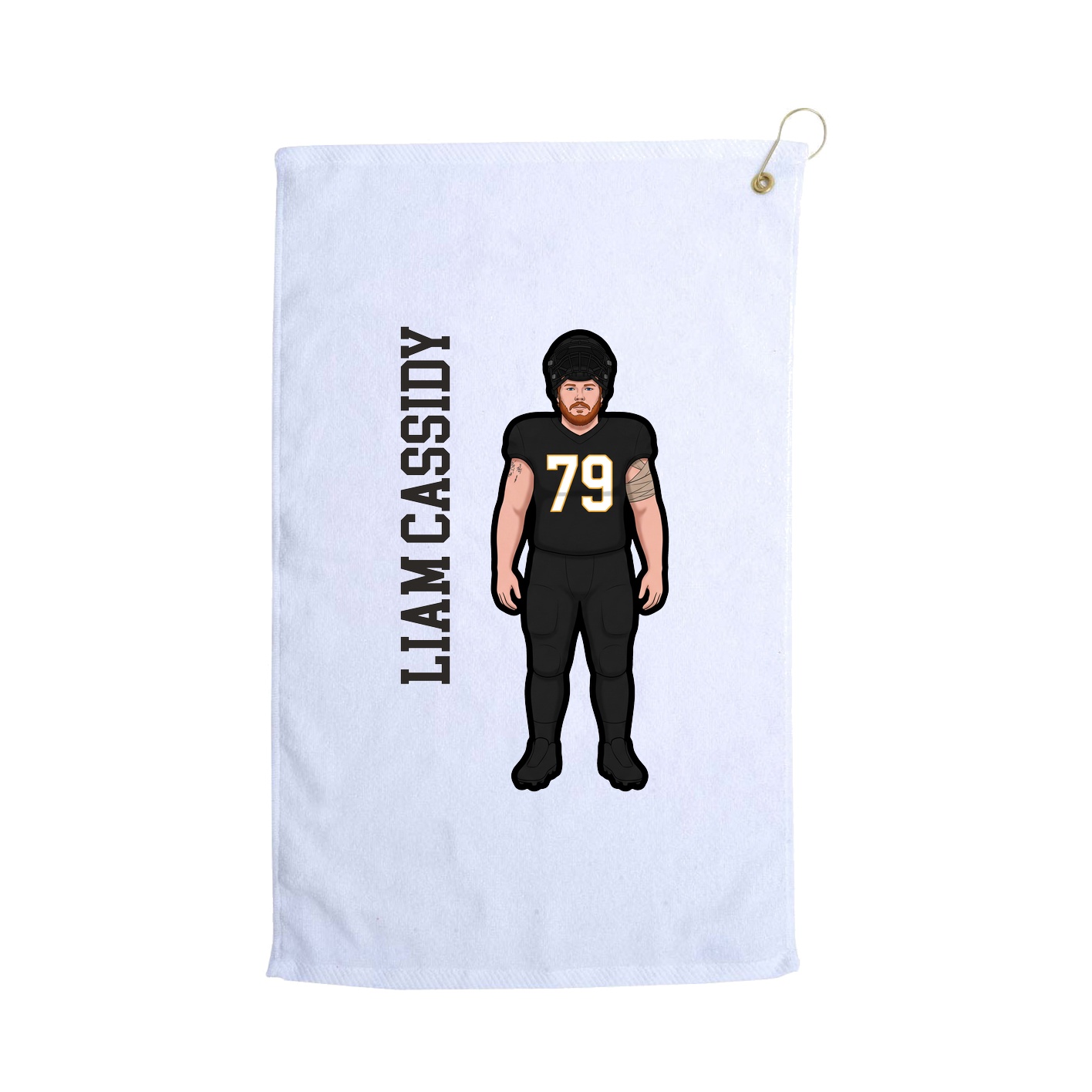 Golf Towel — Name Vertical in White