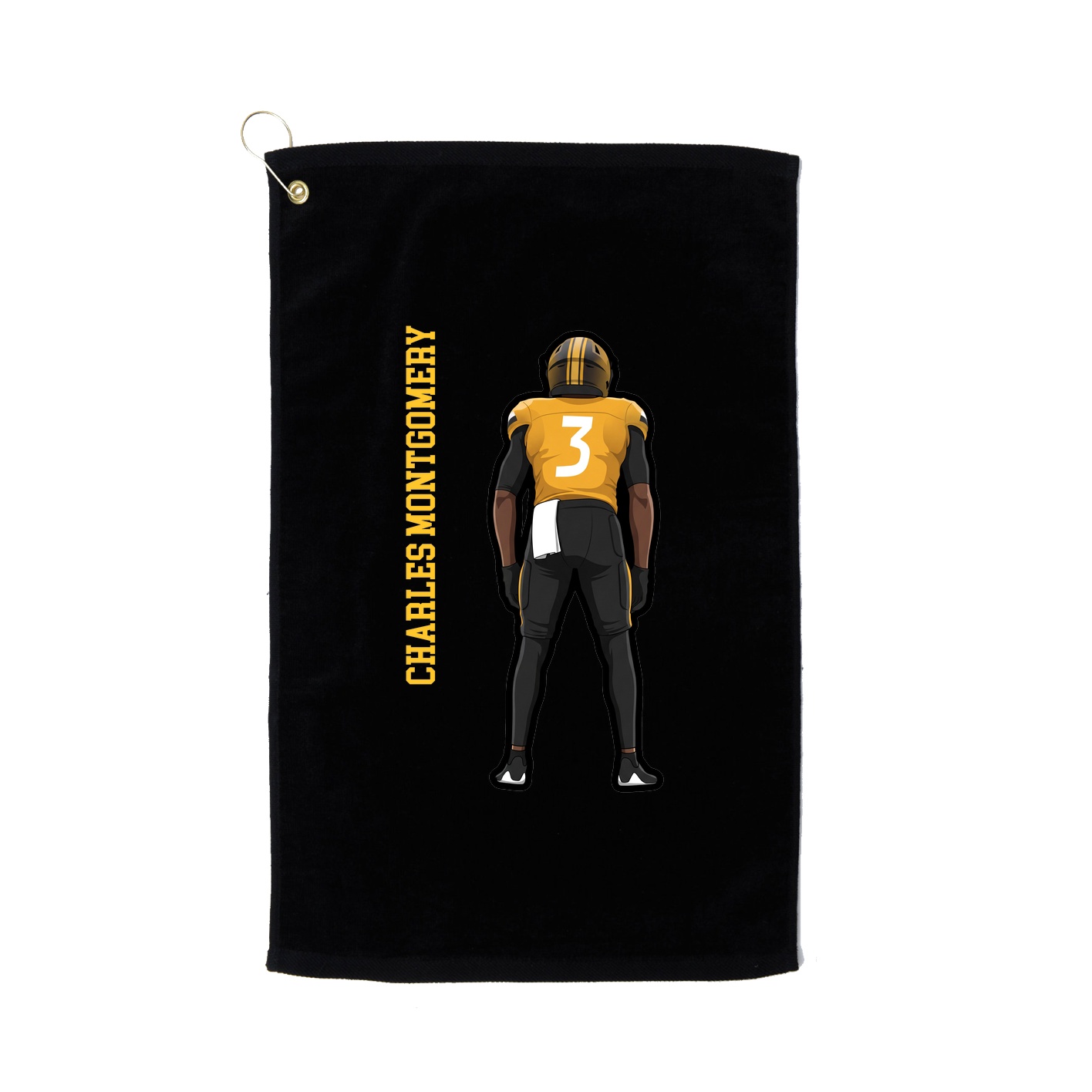 Golf Towel — Name Vertical in Black