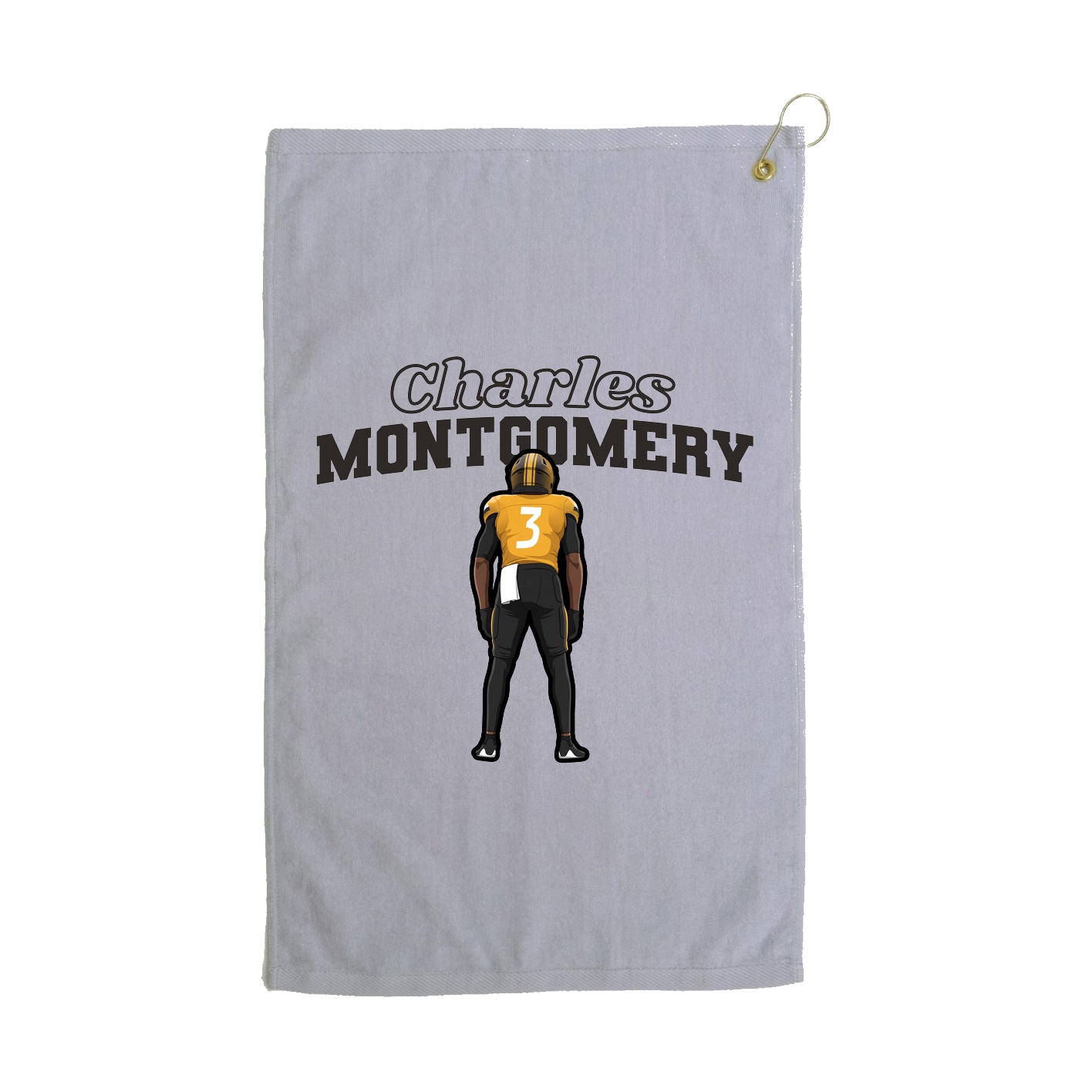 Golf Towel — Name Arch in Grey