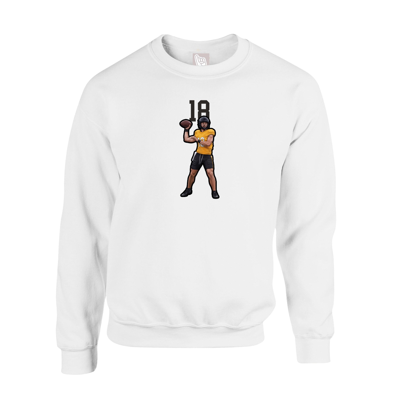 Fleece Crew — Number Top in White
