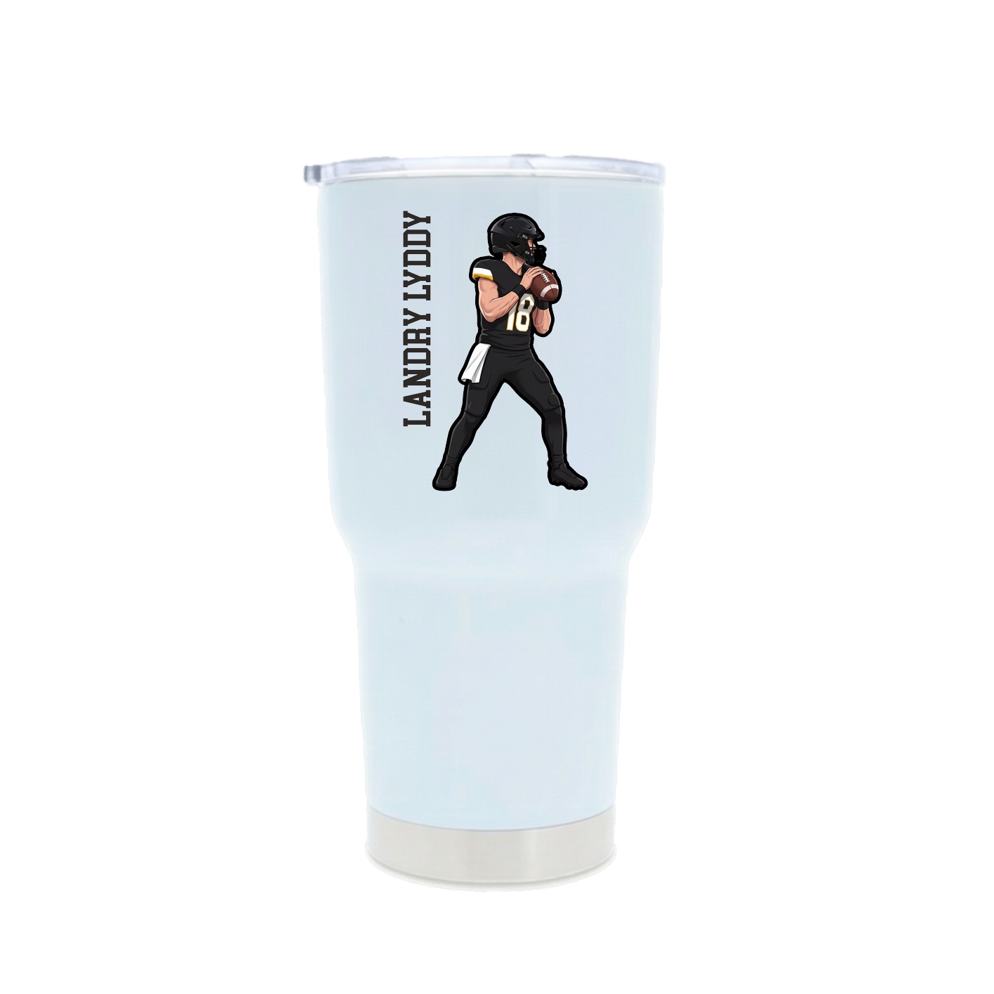 30oz Stainless Steel Tumbler — Name Vertical in White
