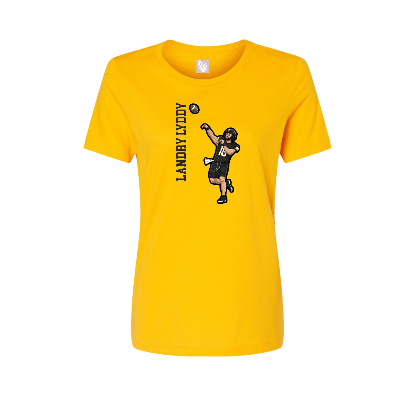 Fitted Women's Tee — Name Vertical in Gold