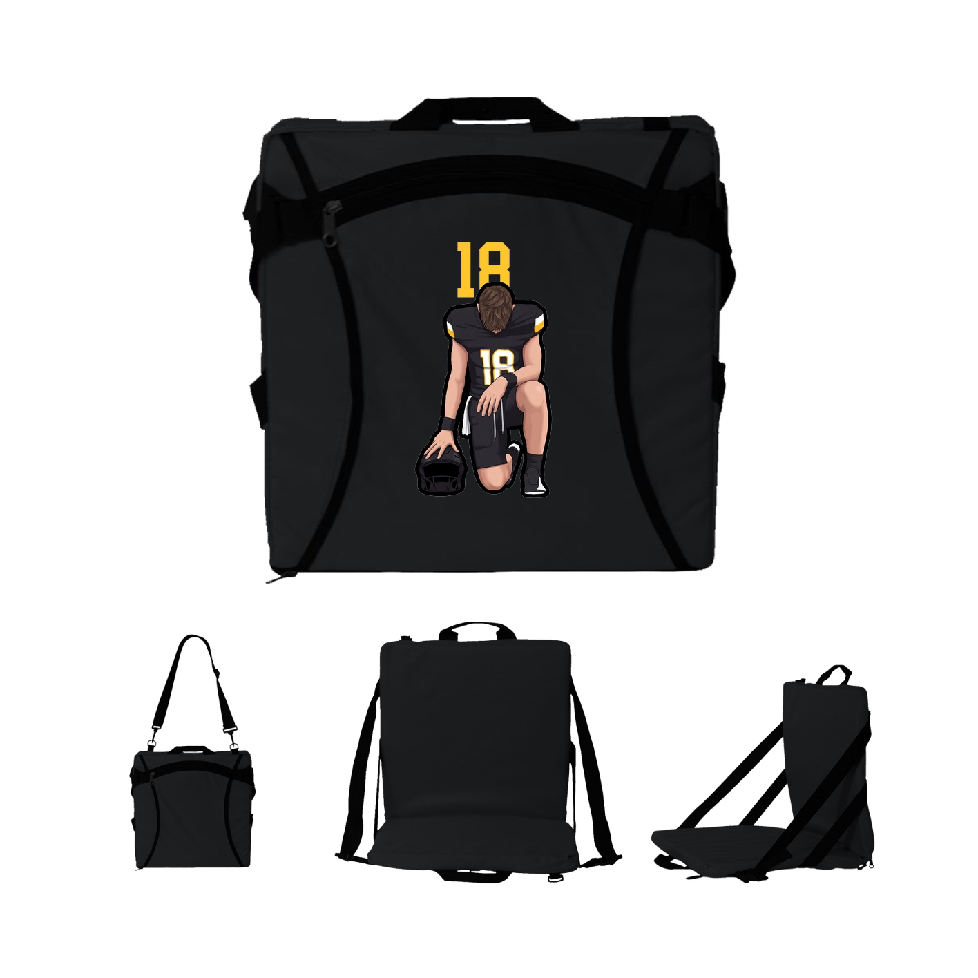 Folding Stadium Seat — Number Top in Black