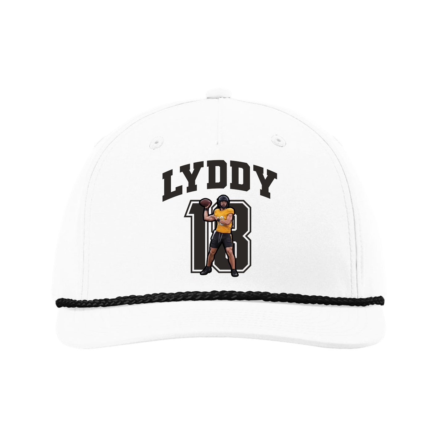 Five-Panel Classic Rope Cap — Number in White