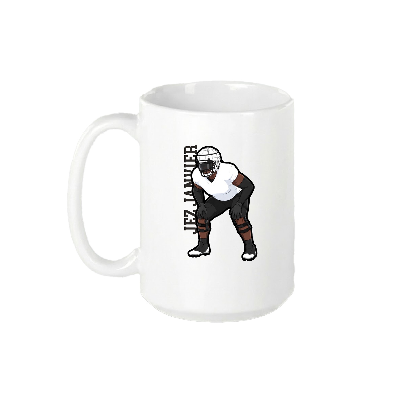 15oz Coffee Mug — Name Vertical in White