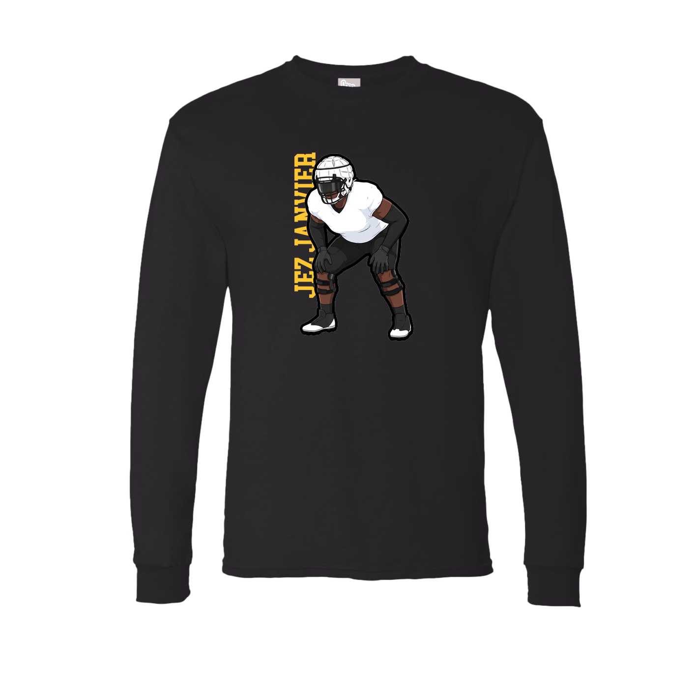 Long Sleeve Tee — Name Vertical in Black