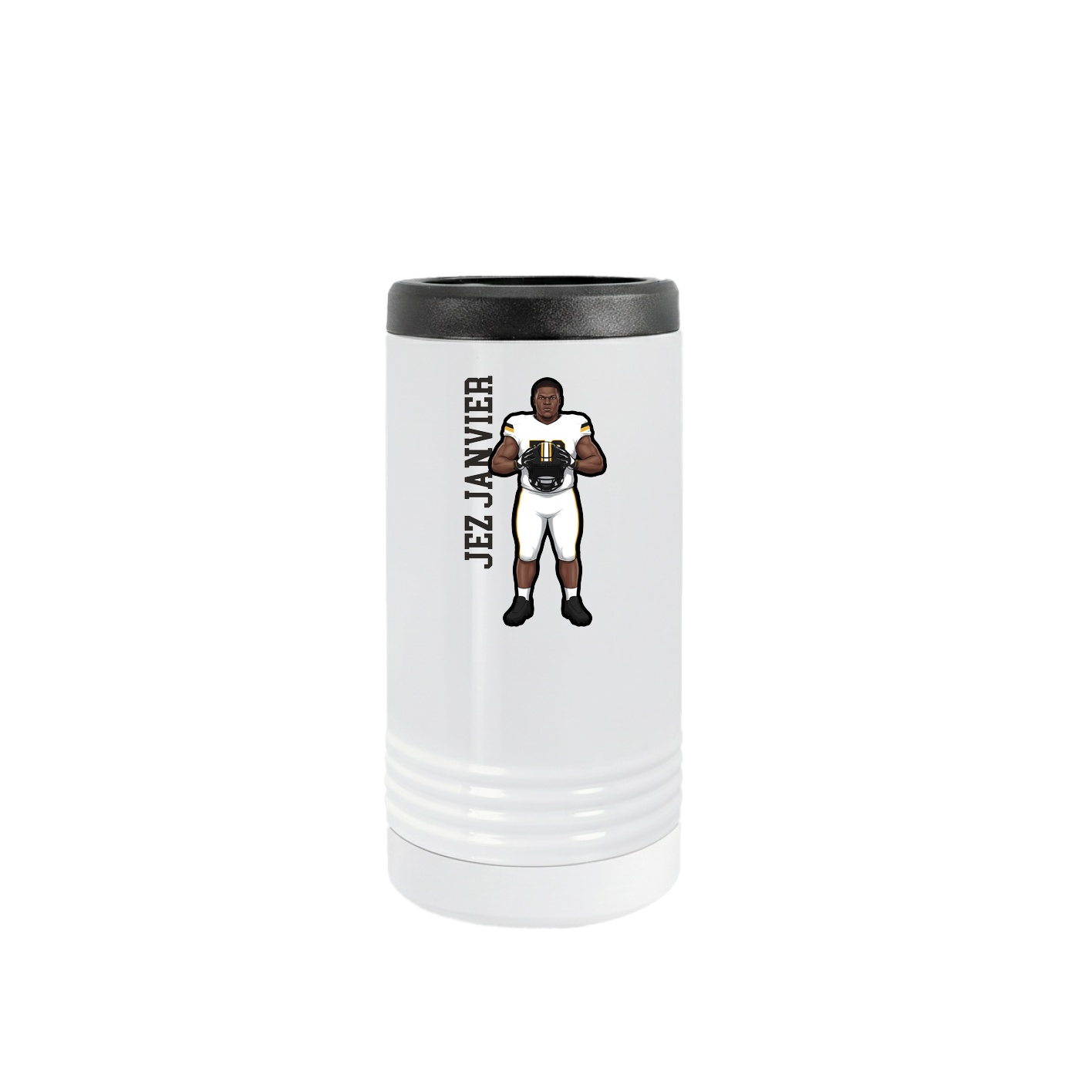 Slim Beverage Holder — Name Vertical in White
