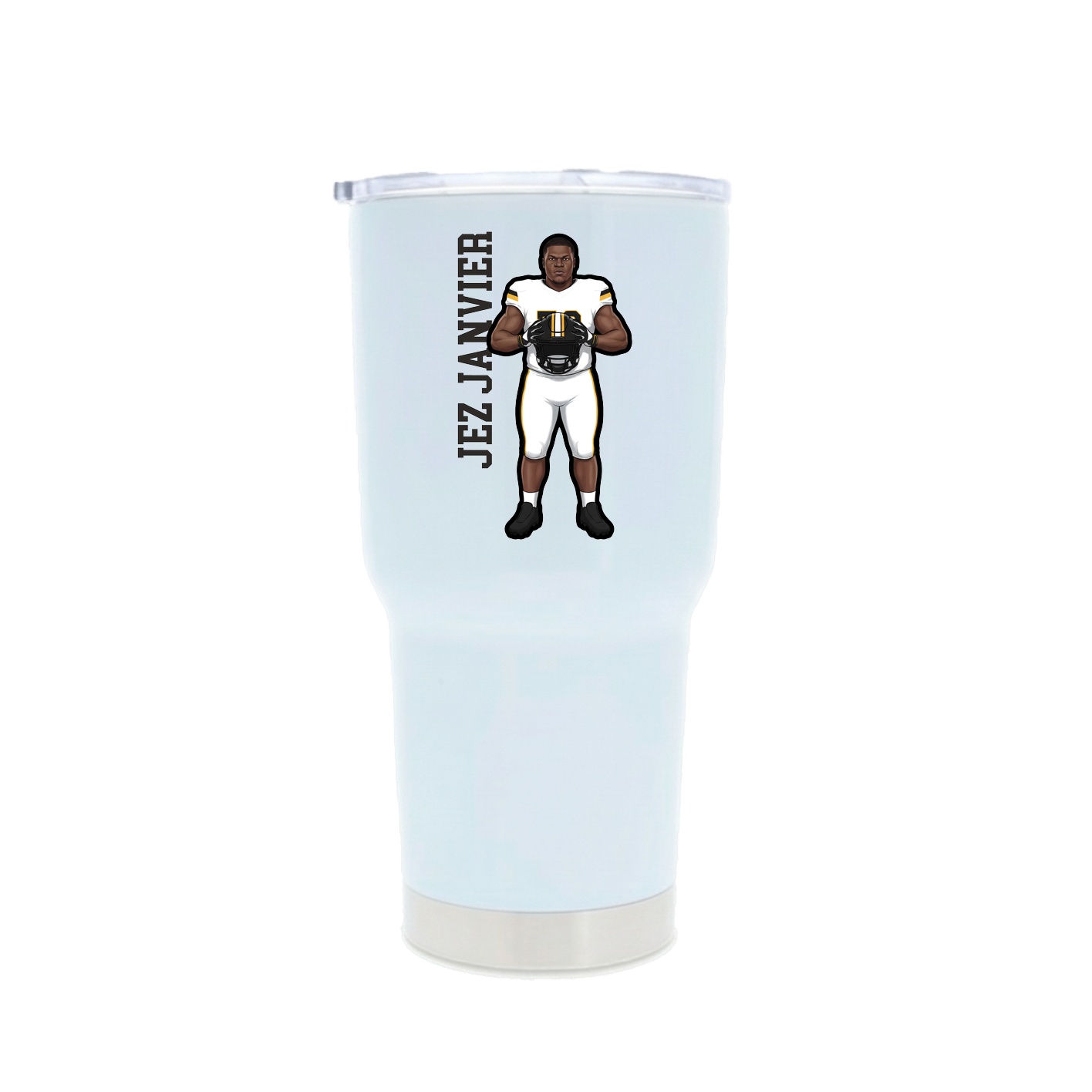 30oz Stainless Steel Tumbler — Name Vertical in White