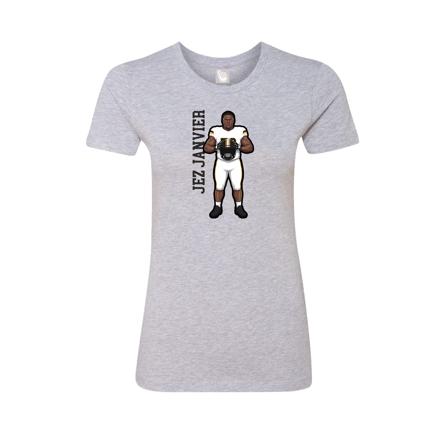Fitted Women's Tee — Name Vertical in Grey