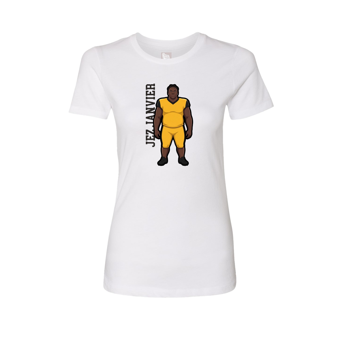 Fitted Women's Tee — Name Vertical in White