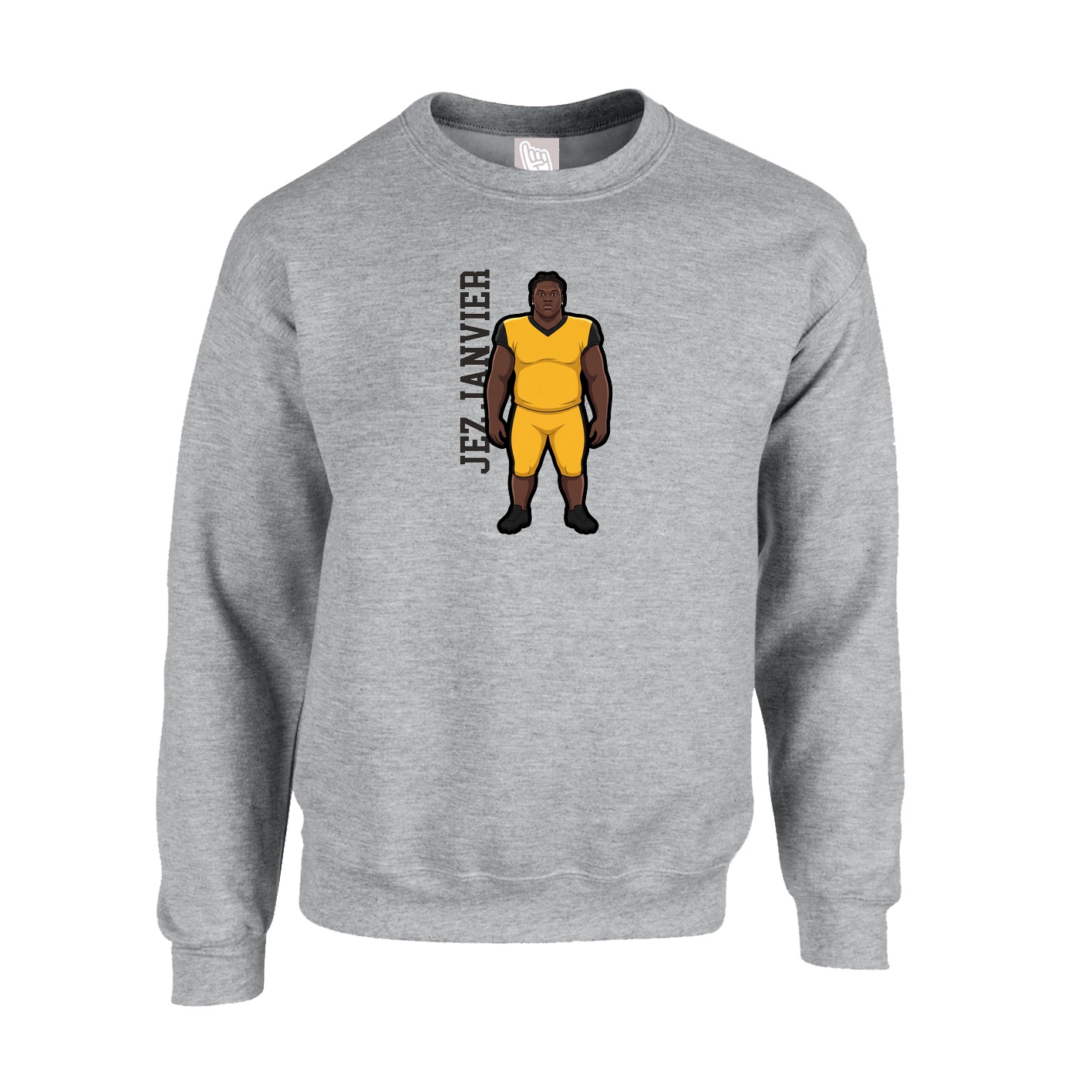 Fleece Crew — Name Vertical in Grey