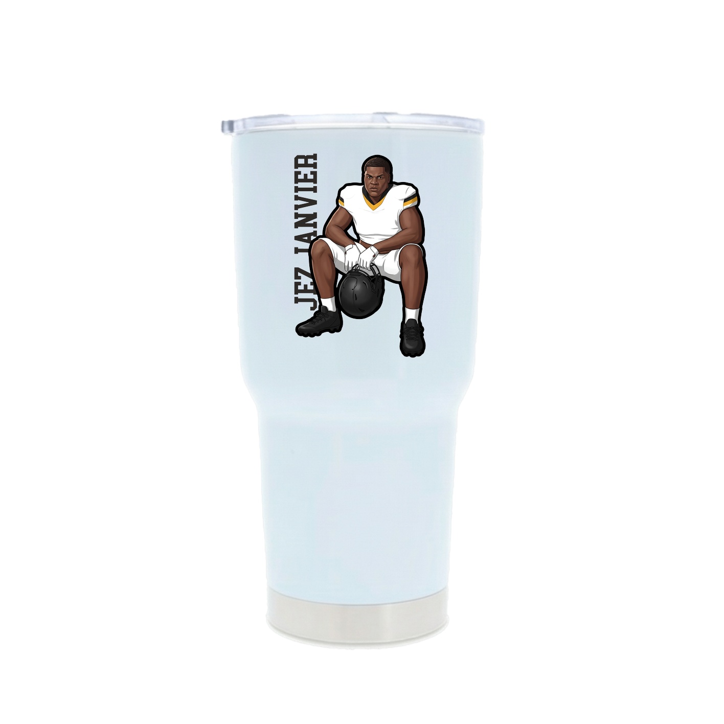 30oz Stainless Steel Tumbler — Name Vertical in White