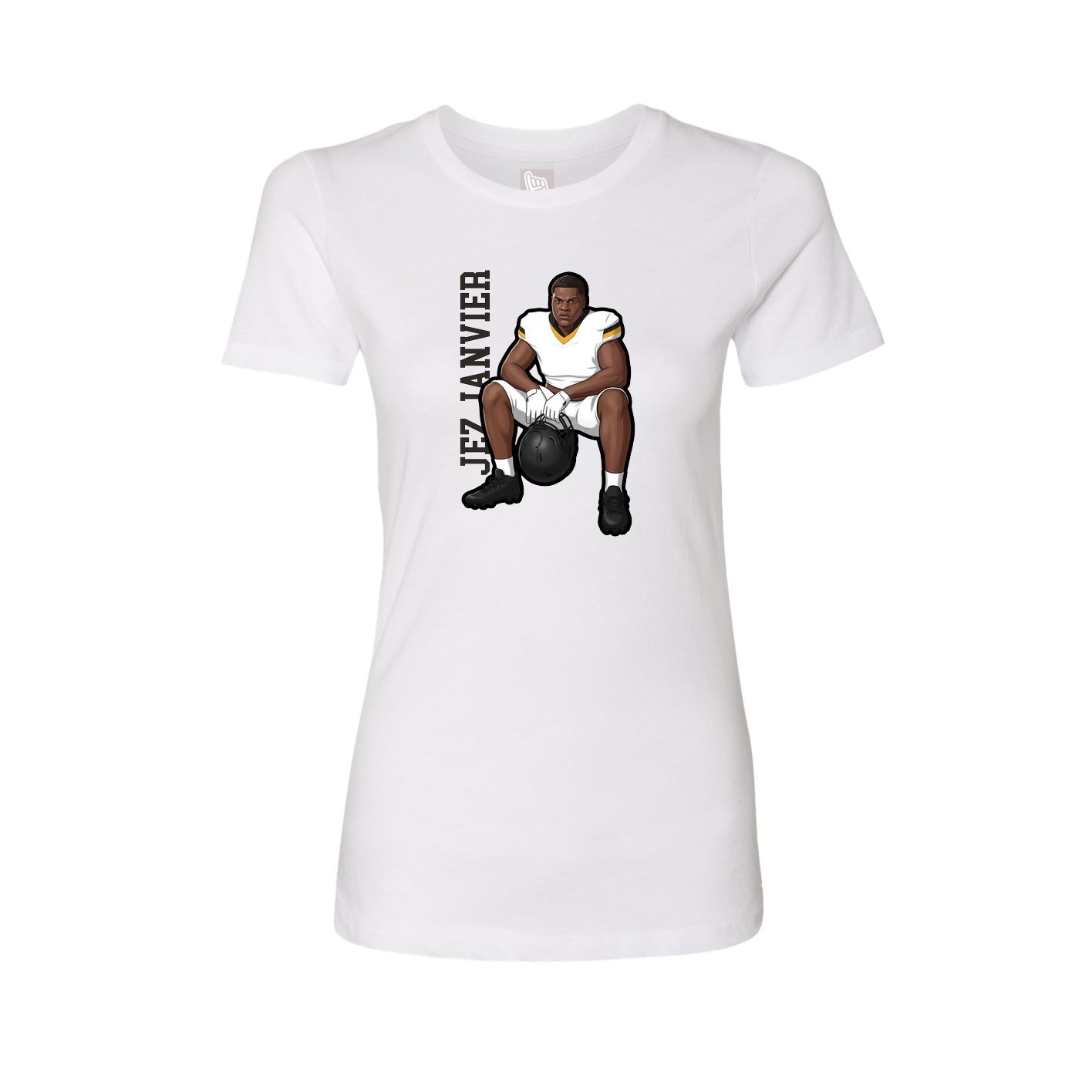 Fitted Women's Tee — Name Vertical in White