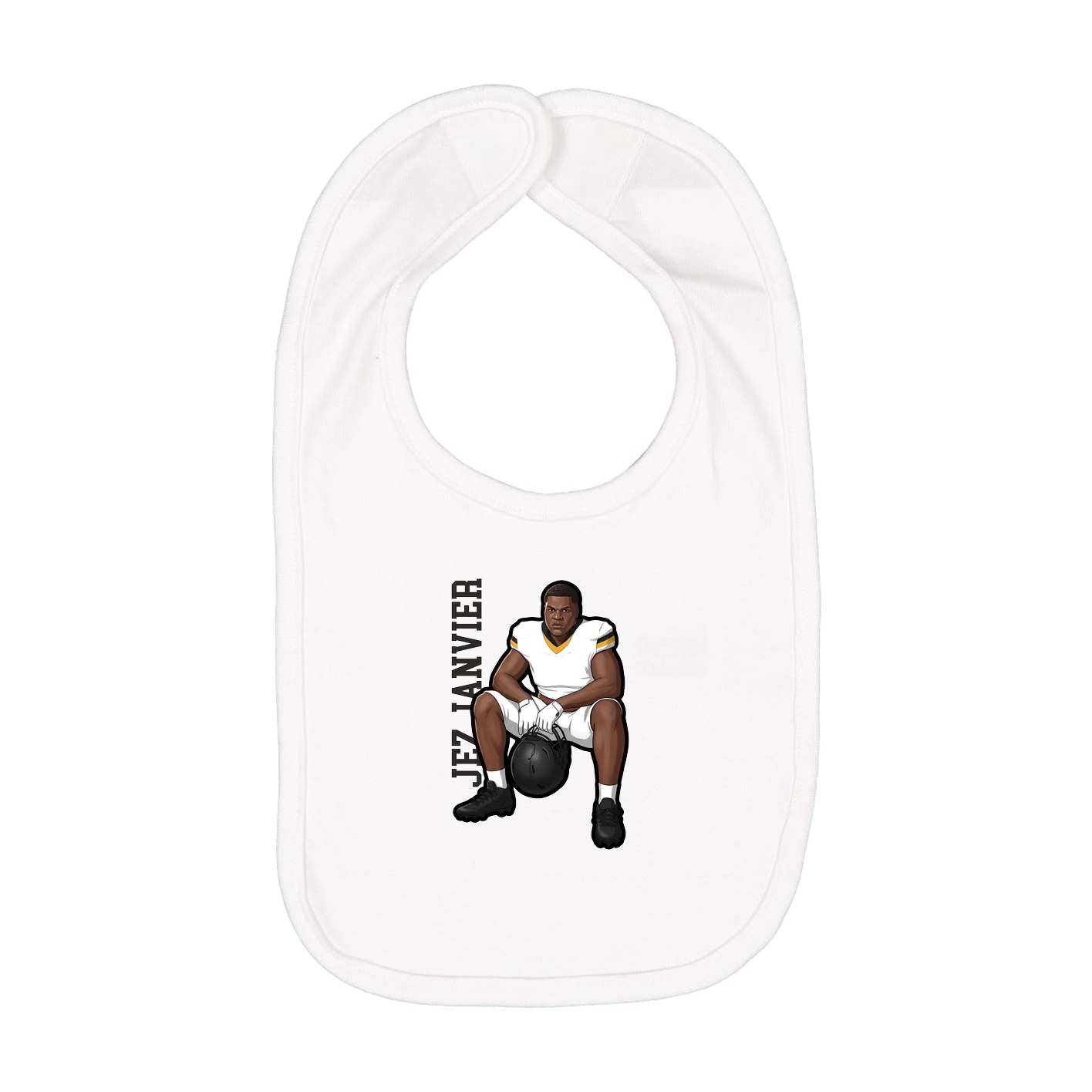 Infant Bib — Name Vertical in White