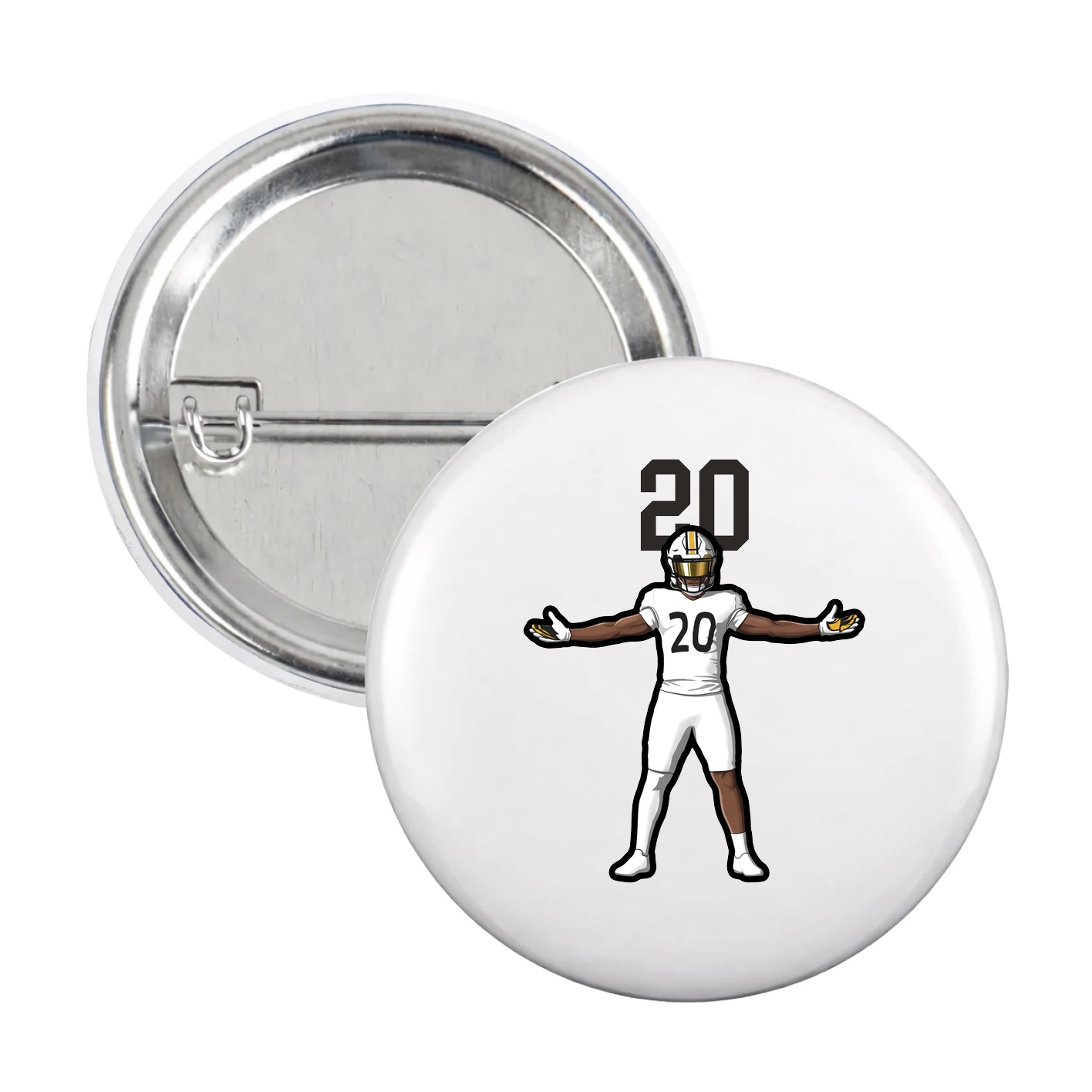 Game Day Button — Number Top in White