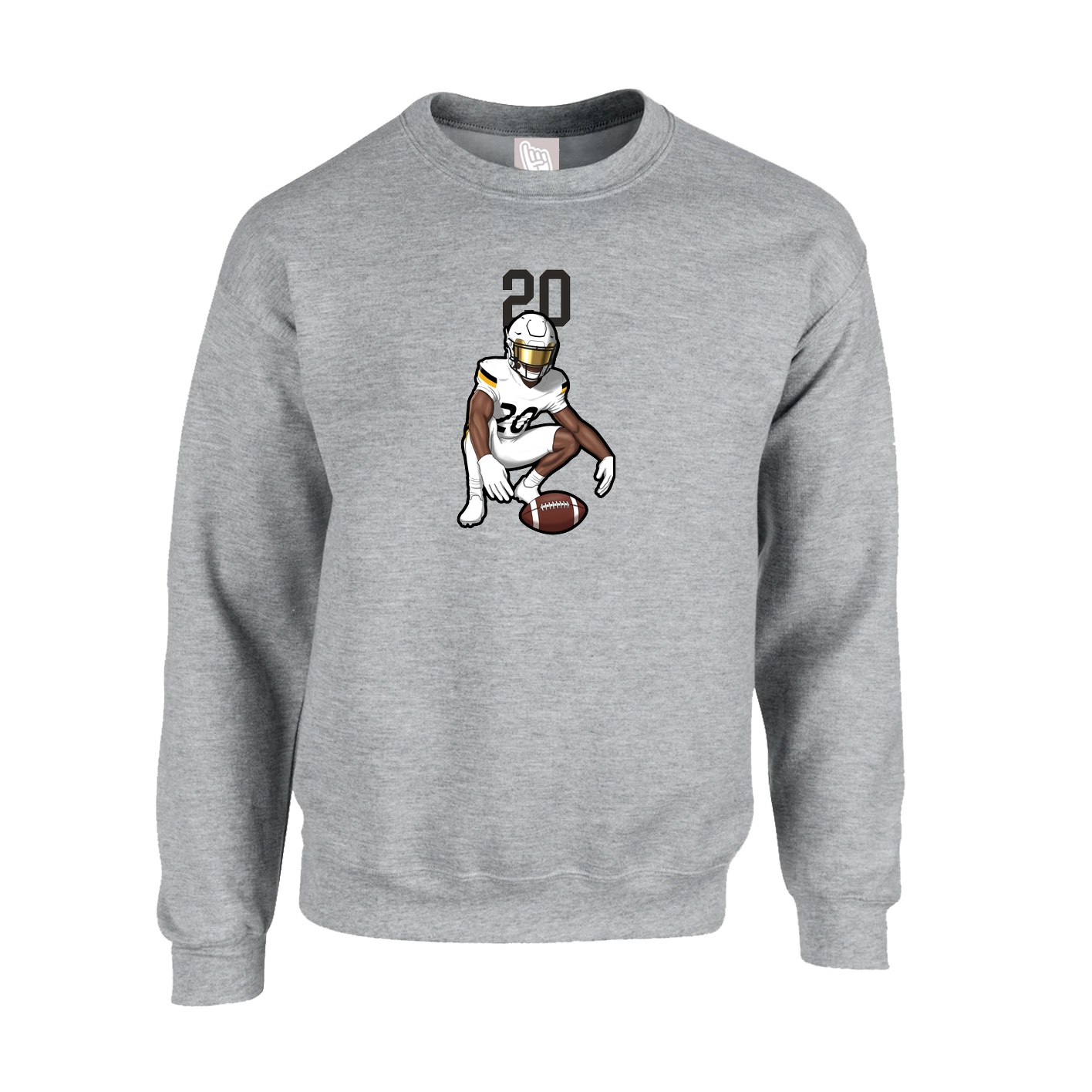 Fleece Crew — Number Top in Grey