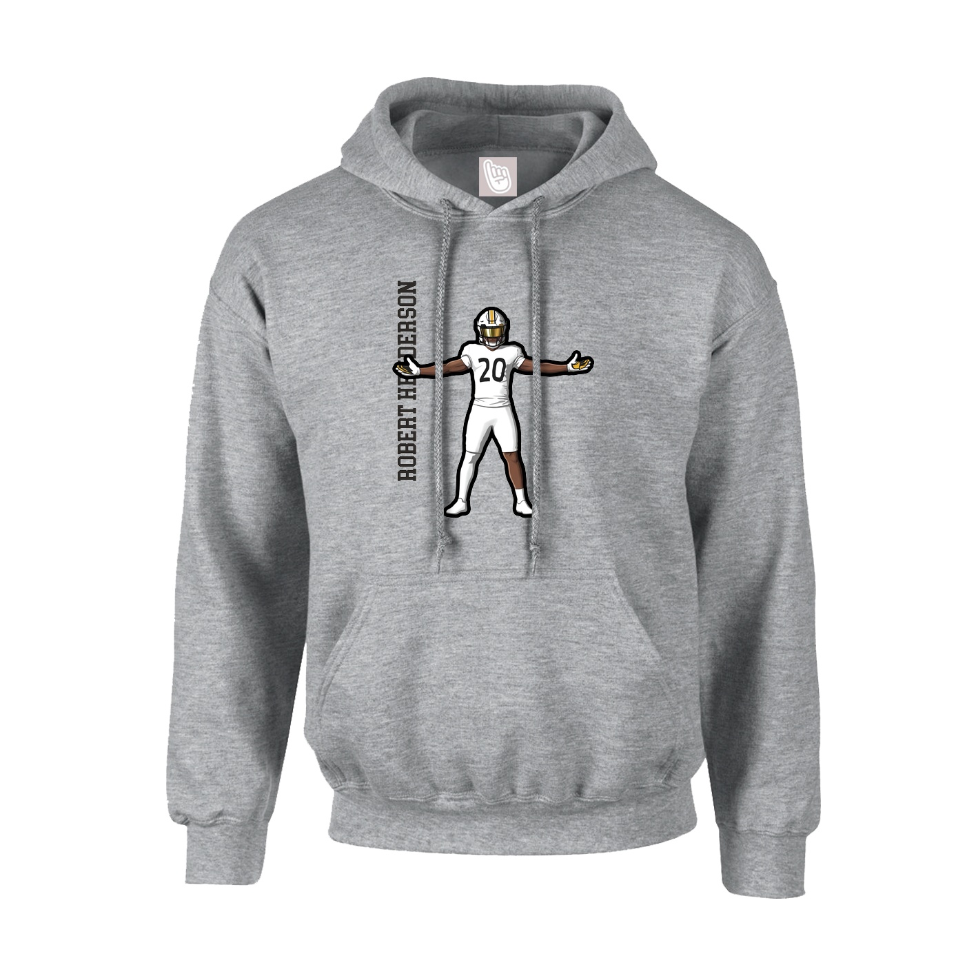 Hoodie — Name Vertical in Grey