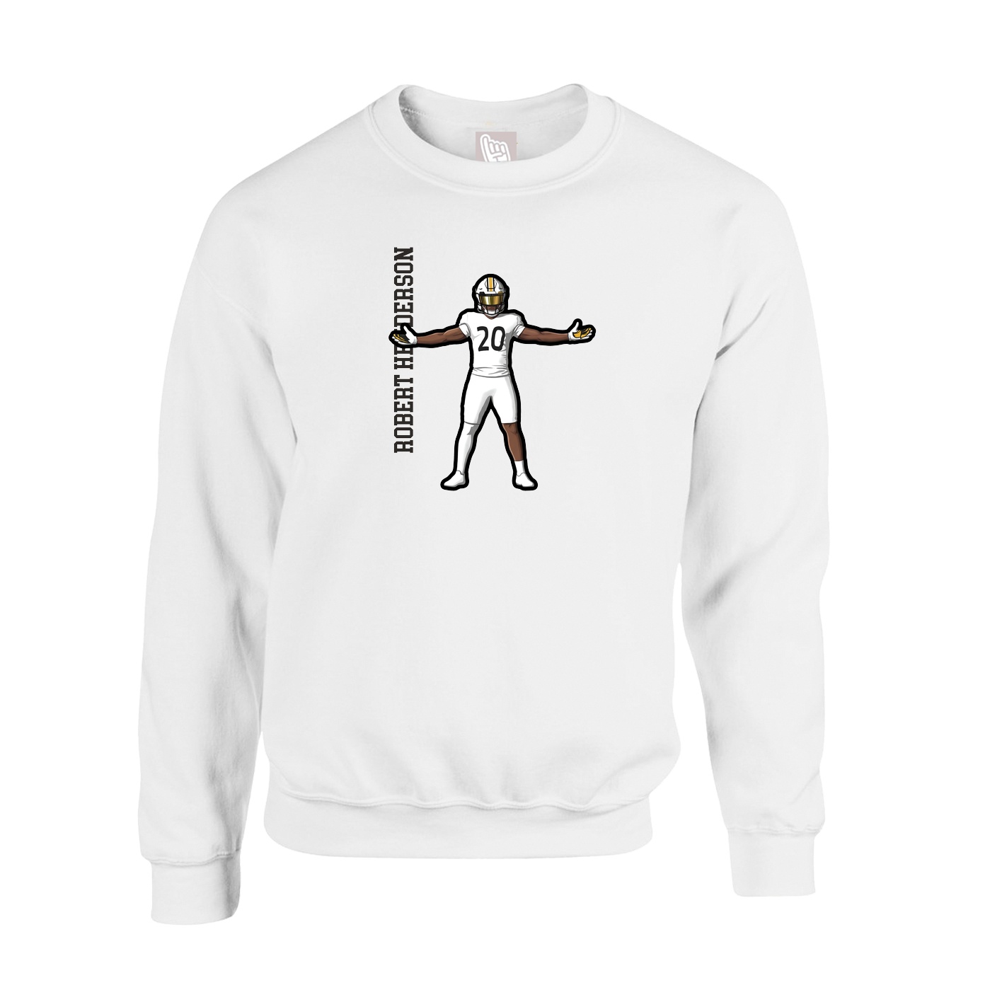 Fleece Crew — Name Vertical in White